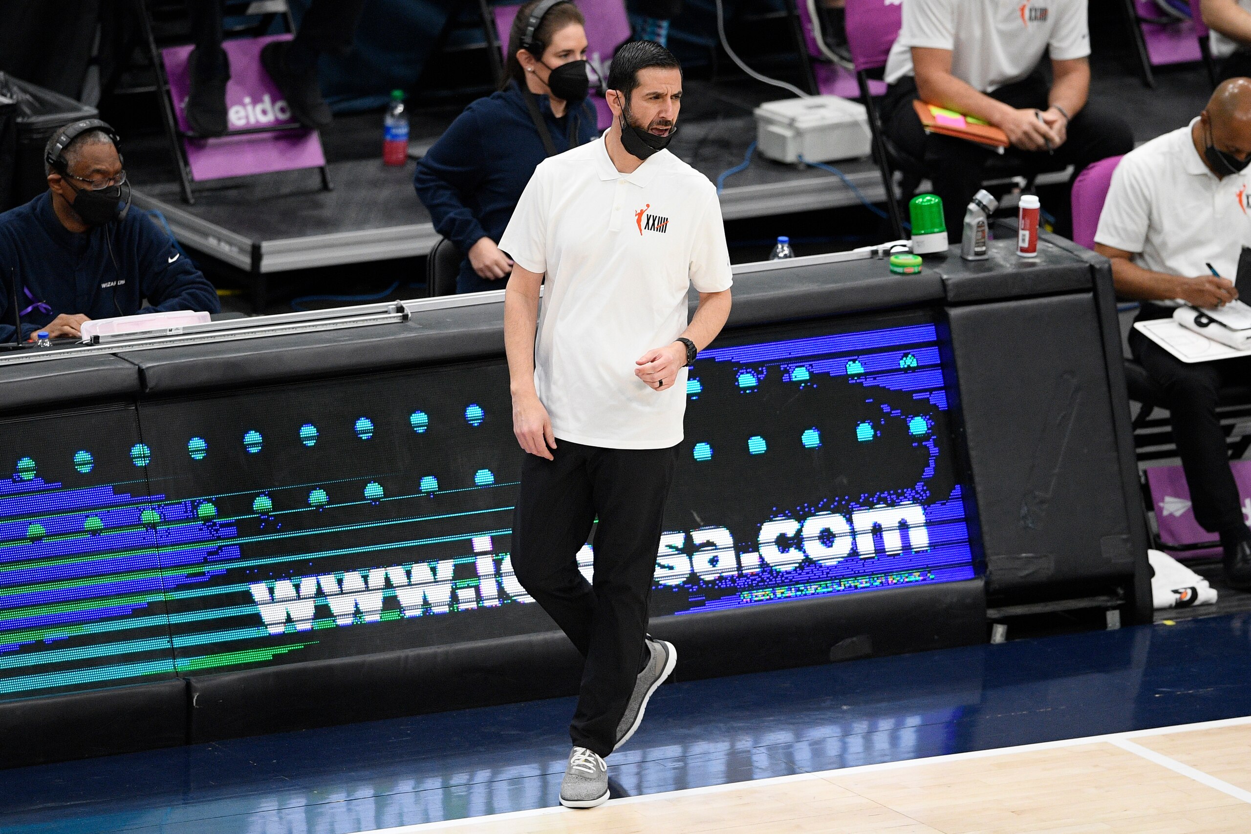 Charlotte Hornets head coach James Borrego stands on the court during the first half of an NBA basketball game against the Washington Wizards, Sunday, May 16, 2021, in Washington. (AP Photo/Nick Wass) Charlotte Hornets head coach James Borrego stands on the court during the first half of an NBA basketball game against the Washington Wizards, Sunday, May 16, 2021, in Washington. (AP Photo/Nick Wass)