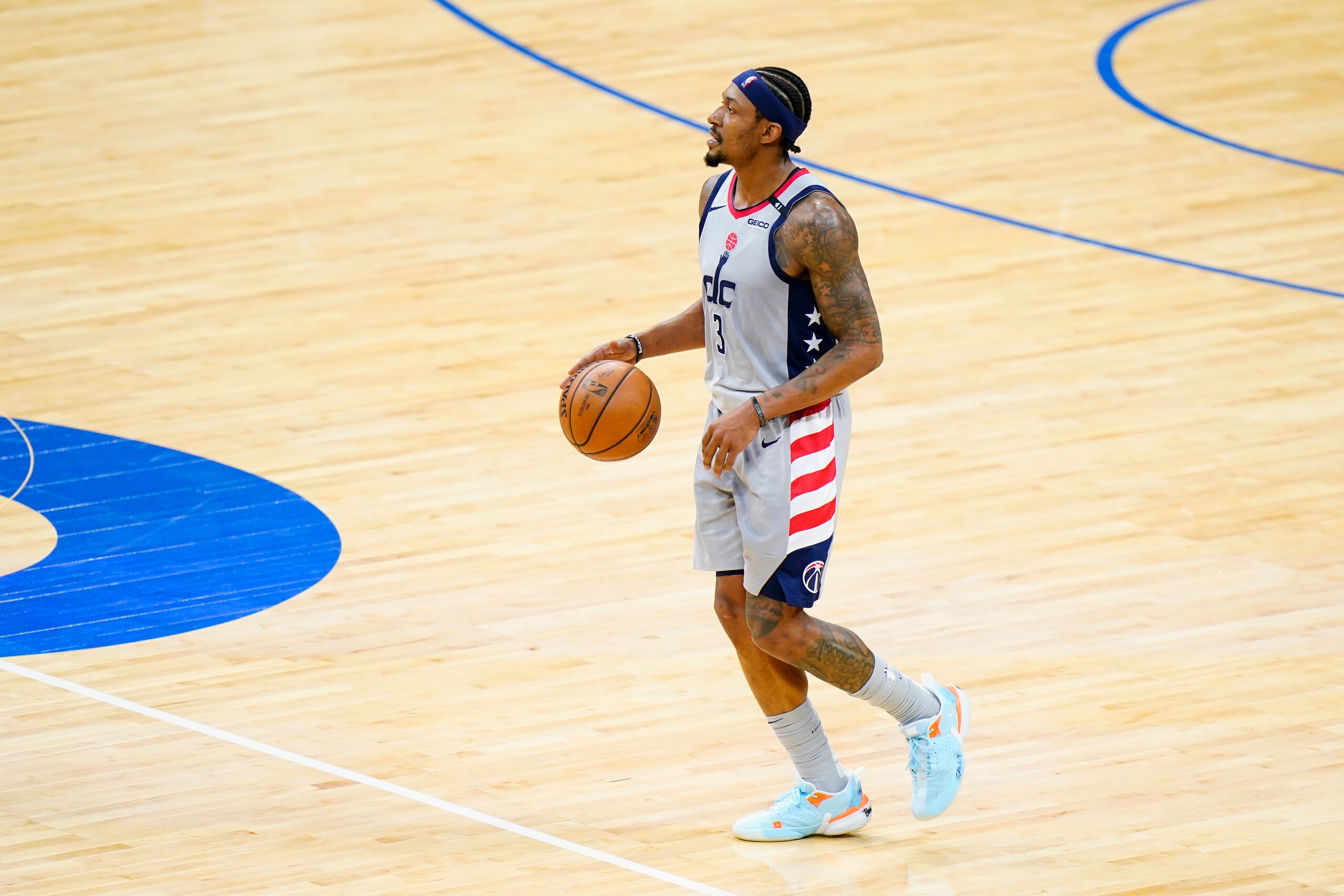 Washington Wizards' Bradley Beal plays during Game 2 in a first-round NBA basketball playoff series against the Philadelphia 76ers, Wednesday, May 26, 2021, in Philadelphia. (AP Photo/Matt Slocum)