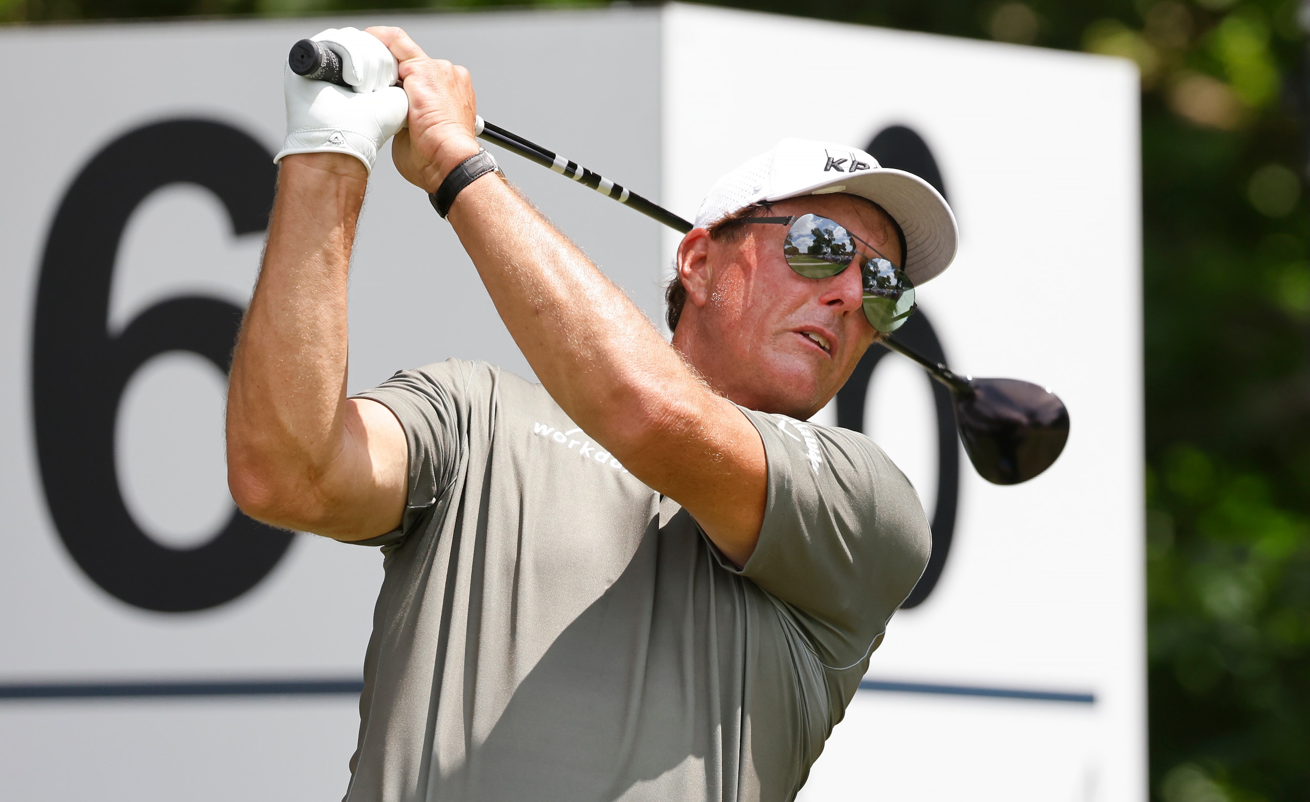 Phil Mickelson plays his shot from the sixth tee during the first round of the Charles Schwab Challenge golf tournament at the Colonial Country Club in Fort Worth, Texas, Thursday, May 27, 2021. (AP Photo/Ron Jenkins) Phil Mickelson plays his shot from the sixth tee during the first round of the Charles Schwab Challenge golf tournament at the Colonial Country Club in Fort Worth, Texas, Thursday, May 27, 2021. (AP Photo/Ron Jenkins)