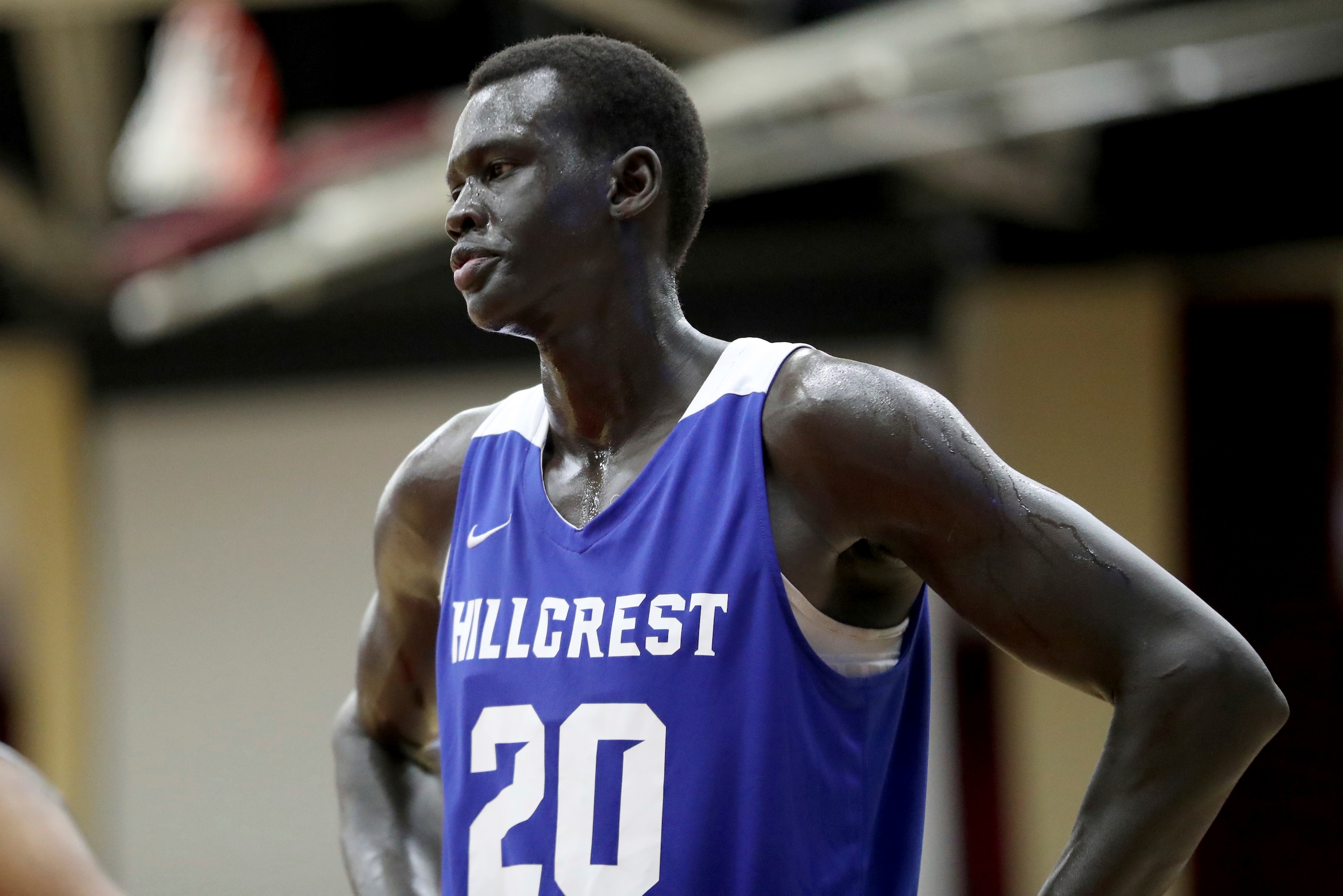 Hillcrest Prep's Makur Maker #20 is seen against Sunrise Christian Academy during a high school basketball game at the Hoophall Classic, Sunday, January 19, 2020, in Springfield, MA. (AP Photo/Gregory Payan) Hillcrest Prep's Makur Maker #20 is seen against Sunrise Christian Academy during a high school basketball game at the Hoophall Classic, Sunday, January 19, 2020, in Springfield, MA. (AP Photo/Gregory Payan)