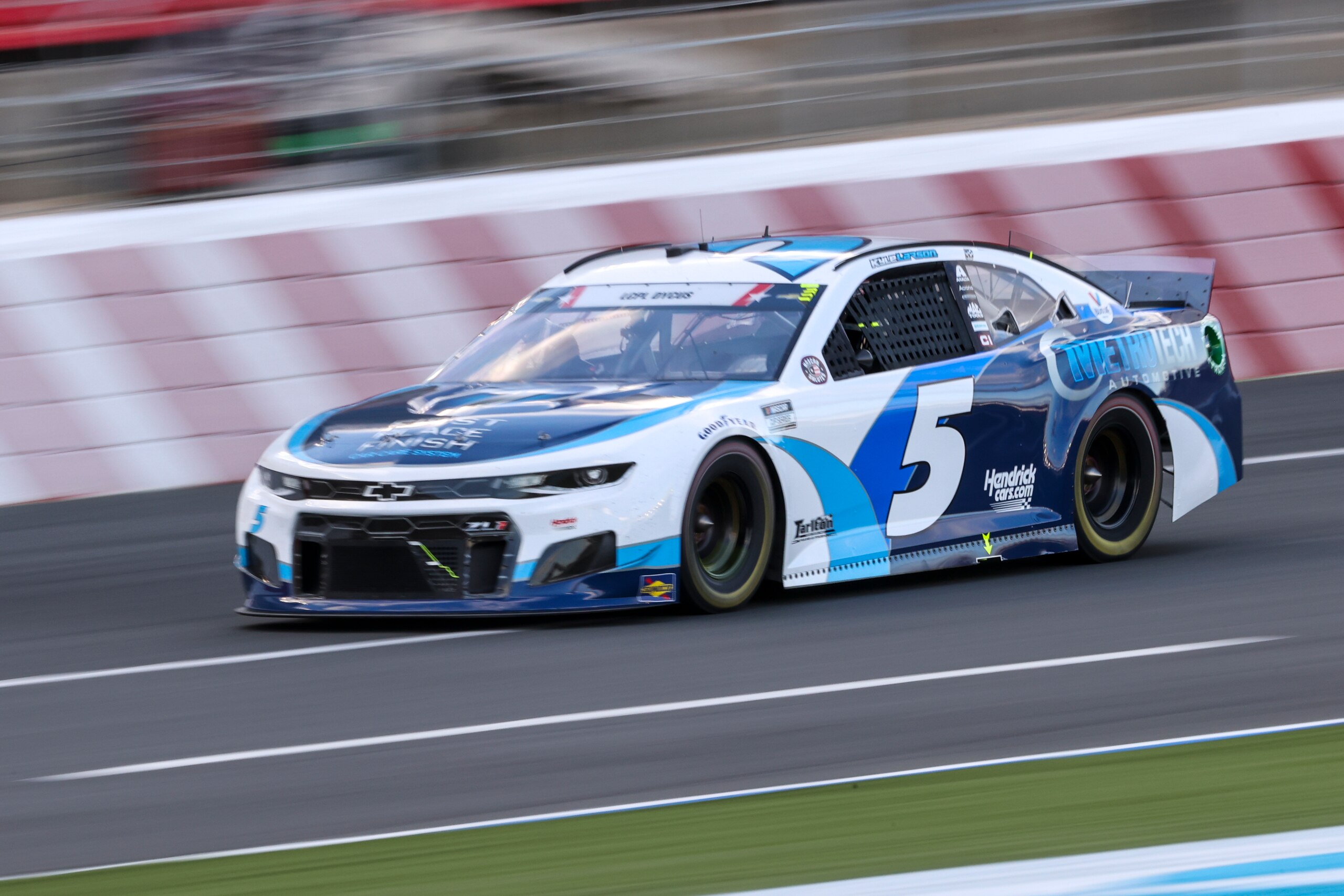 NASCAR Cup Series driver Kyle Larson drives in the NASCAR Cup Series auto race at Charlotte Motor Speedway in Concord, N.C., Sunday, May 30, 2021. (AP Photo/Nell Redmond)