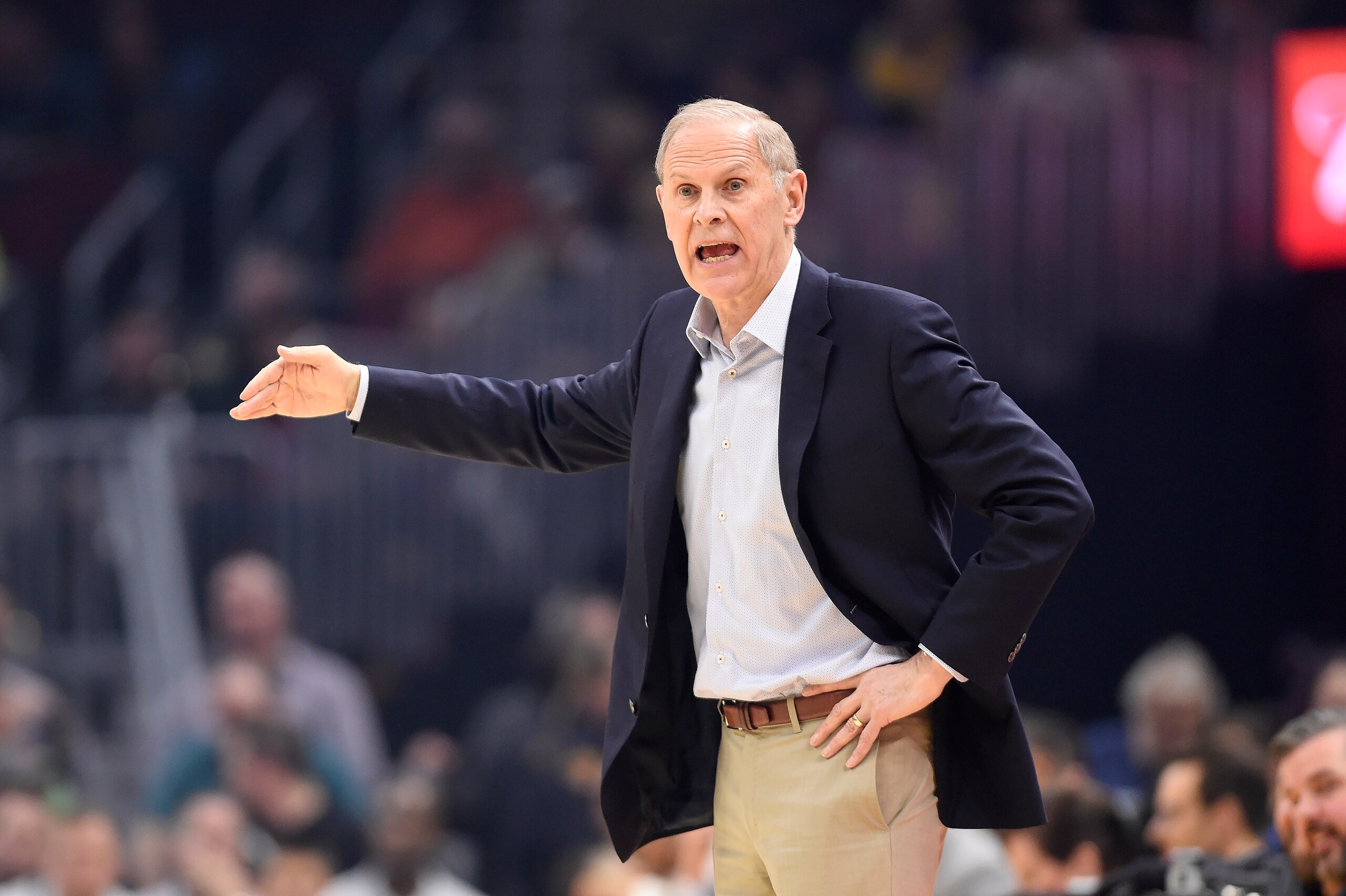 CLEVELAND, OHIO - JANUARY 30: Head coach John Beilein of the Cleveland Cavaliers yells to his players during the first half against the Toronto Raptors at Rocket Mortgage Fieldhouse on January 30, 2020 in Cleveland, Ohio. NOTE TO USER: User expressly acknowledges and agrees that, by downloading and/or using this photograph, user is consenting to the terms and conditions of the Getty Images License Agreement. (Photo by Jason Miller/Getty Images)