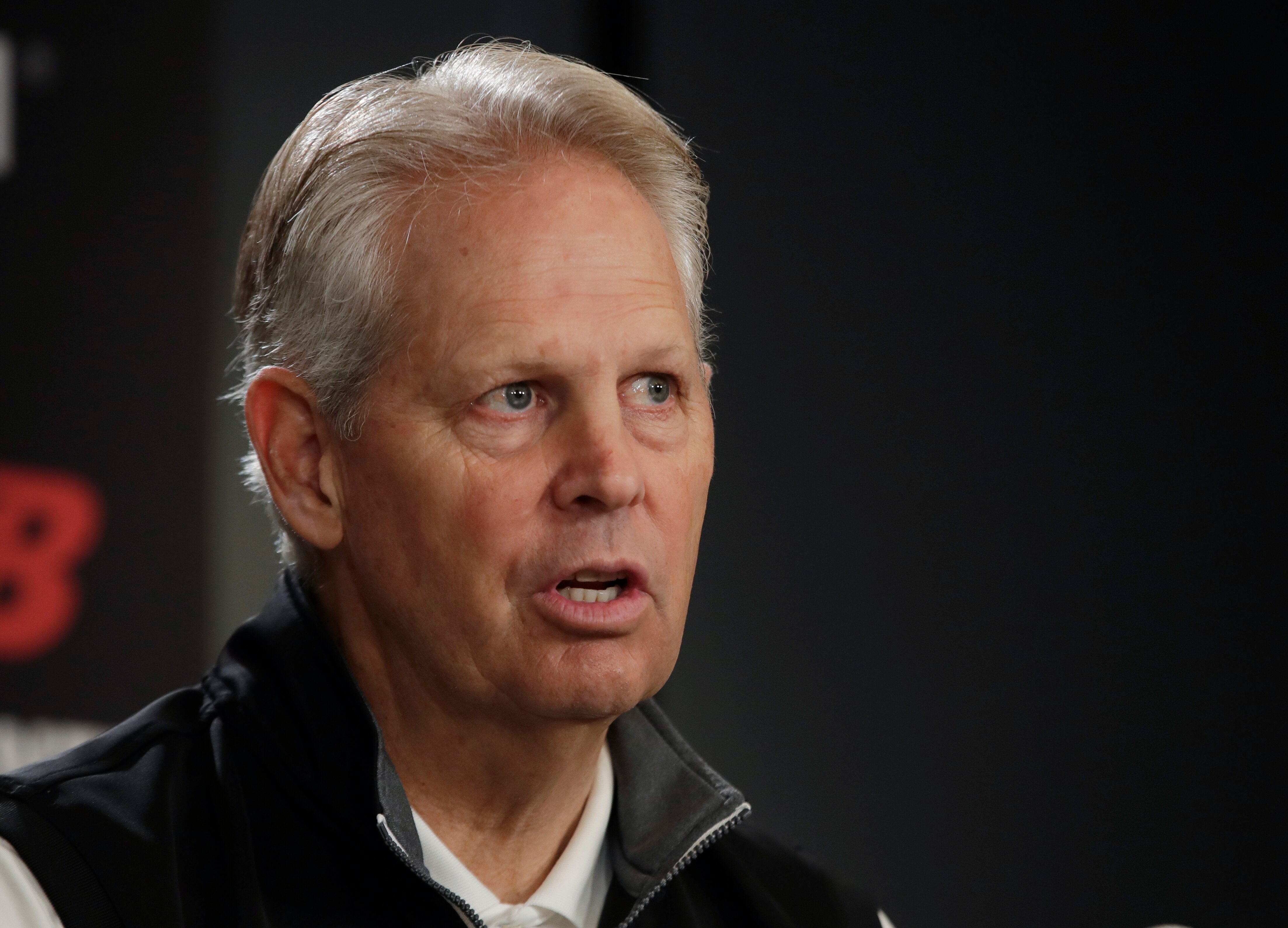 FILE - Boston Celtics basketball general manager Danny Ainge speaks during a news conference in Boston, in this Monday, June 24, 2019, file photo. The Boston Celtics are beginning their offseason with a shakeup of the front office and coaching staff, with team president Danny Ainge stepping down and coach Brad Stevens moving into the front office, a person with direct knowledge of the moves said Wednesday, June 2, 2021. (AP Photo/Elise Amendola, File)