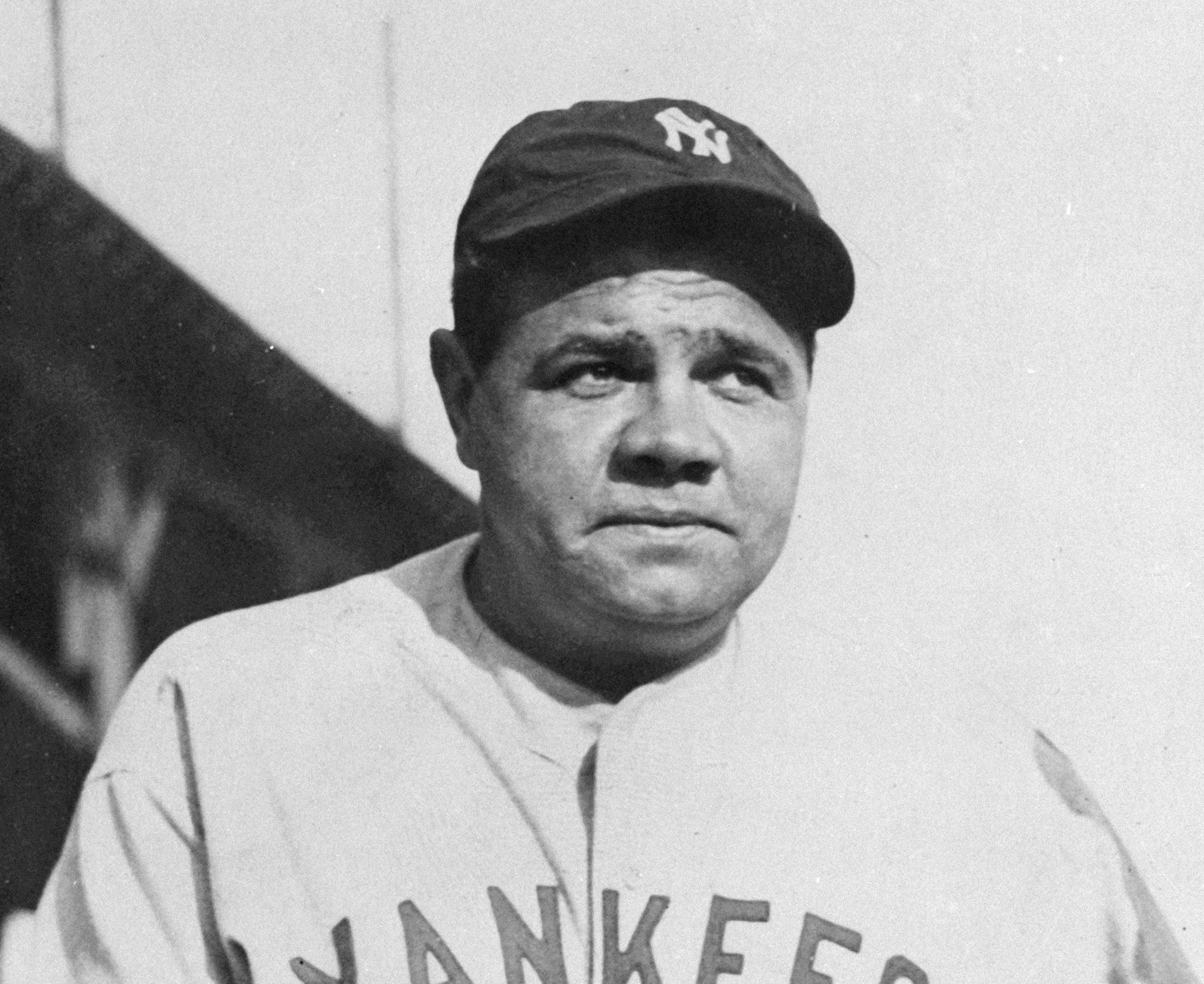 FILE - This undated file photo shows Babe Ruth. The bat used by the legendary baseball player to hit his 500th home run was auctioned on Saturday, Dec. 14, 2019 for more than $1 million. SCP Auctions didn’t identify the buyer. The auction was held in Laguna Niguel, California. (AP Photo/File)