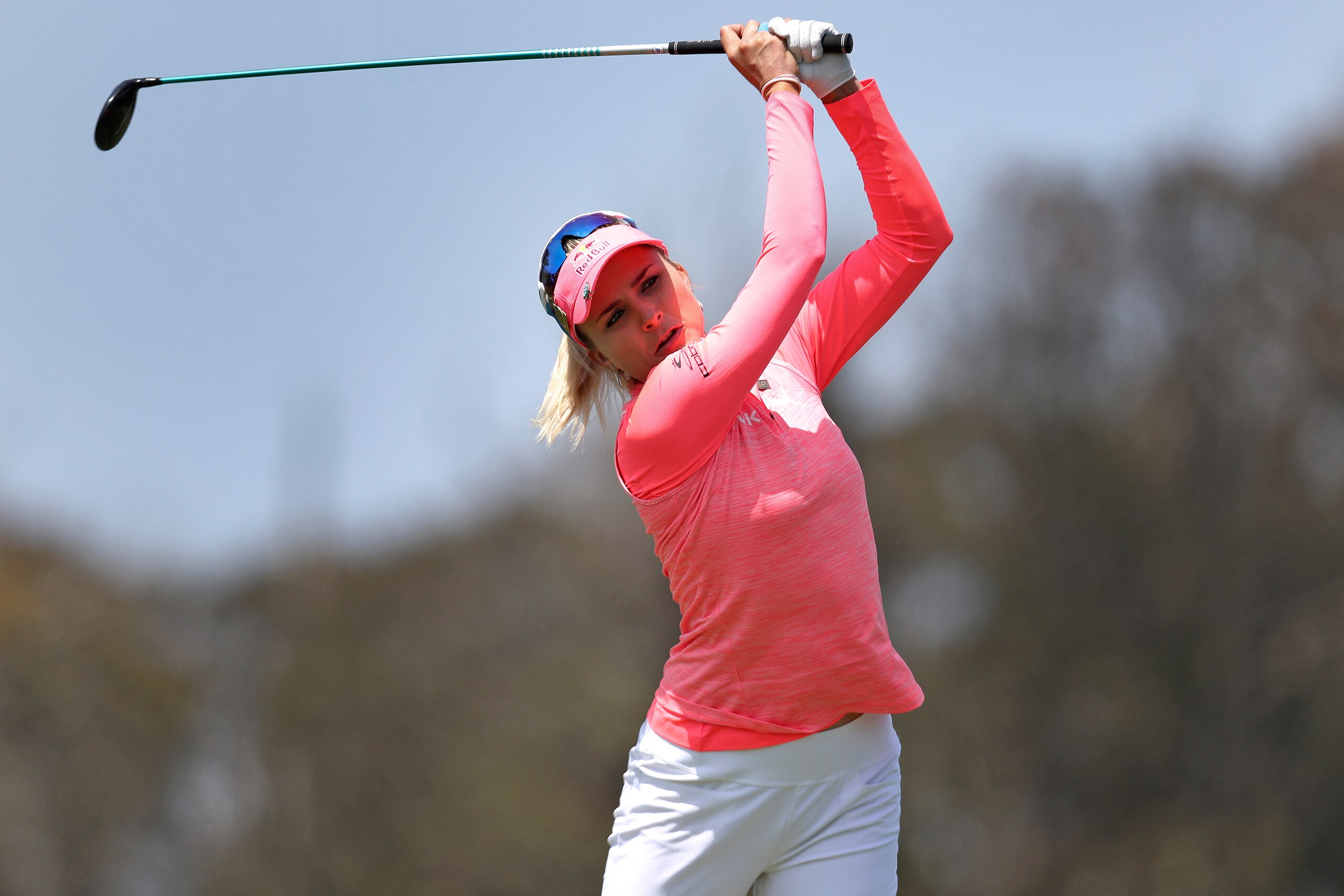 Lexi Thompson plays her shot from the second tee during the third round of the U.S. Women's Open golf tournament at The Olympic Club, Saturday, June 5, 2021, in San Francisco. (AP Photo/Jed Jacobsohn) Lexi Thompson plays her shot from the second tee during the third round of the U.S. Women's Open golf tournament at The Olympic Club, Saturday, June 5, 2021, in San Francisco. (AP Photo/Jed Jacobsohn)