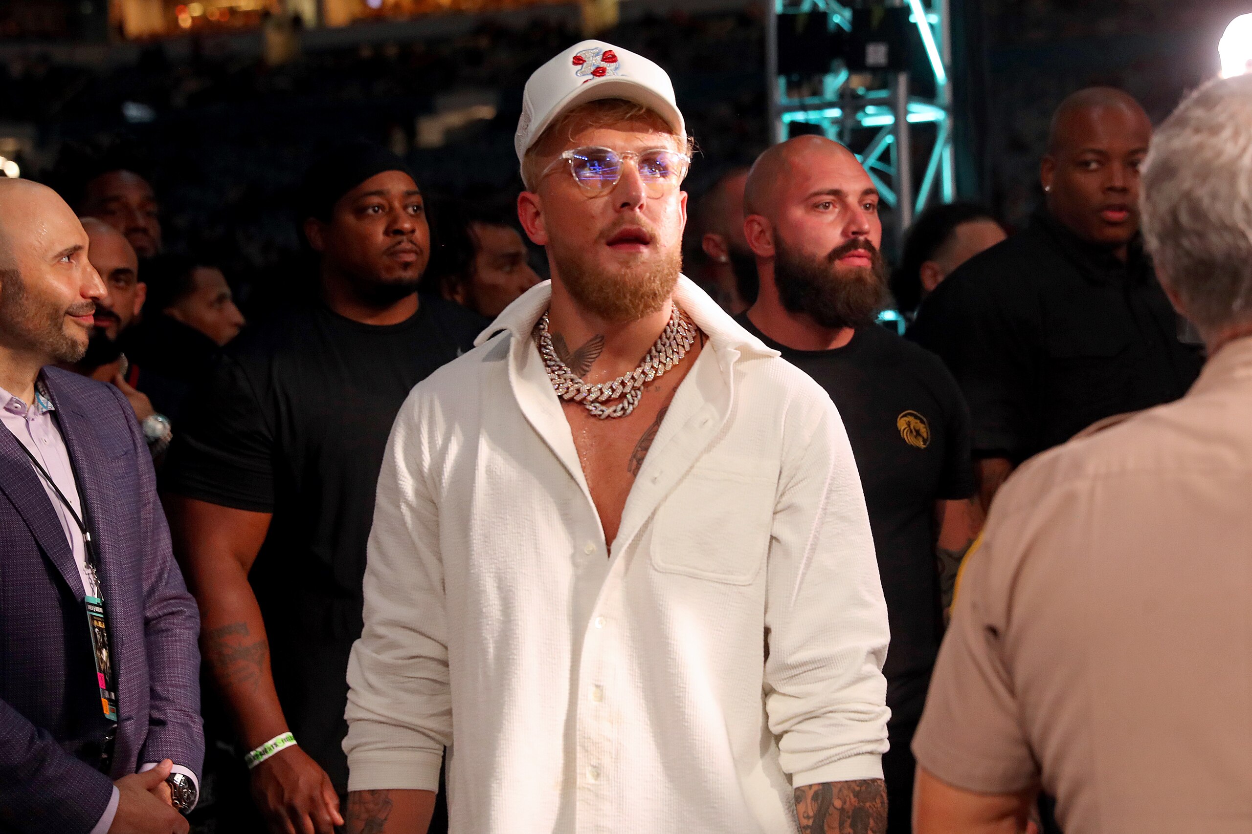 MIAMI GARDENS, FLORIDA - JUNE 06: Jake Paul attends the exhibition boxing match between Floyd Mayweather and Logan Paul at Hard Rock Stadium on June 06, 2021 in Miami Gardens, Florida. (Photo by Johnny Nunez/Getty Images) MIAMI GARDENS, FLORIDA - JUNE 06: Jake Paul attends the exhibition boxing match between Floyd Mayweather and Logan Paul at Hard Rock Stadium on June 06, 2021 in Miami Gardens, Florida. (Photo by Johnny Nunez/Getty Images)