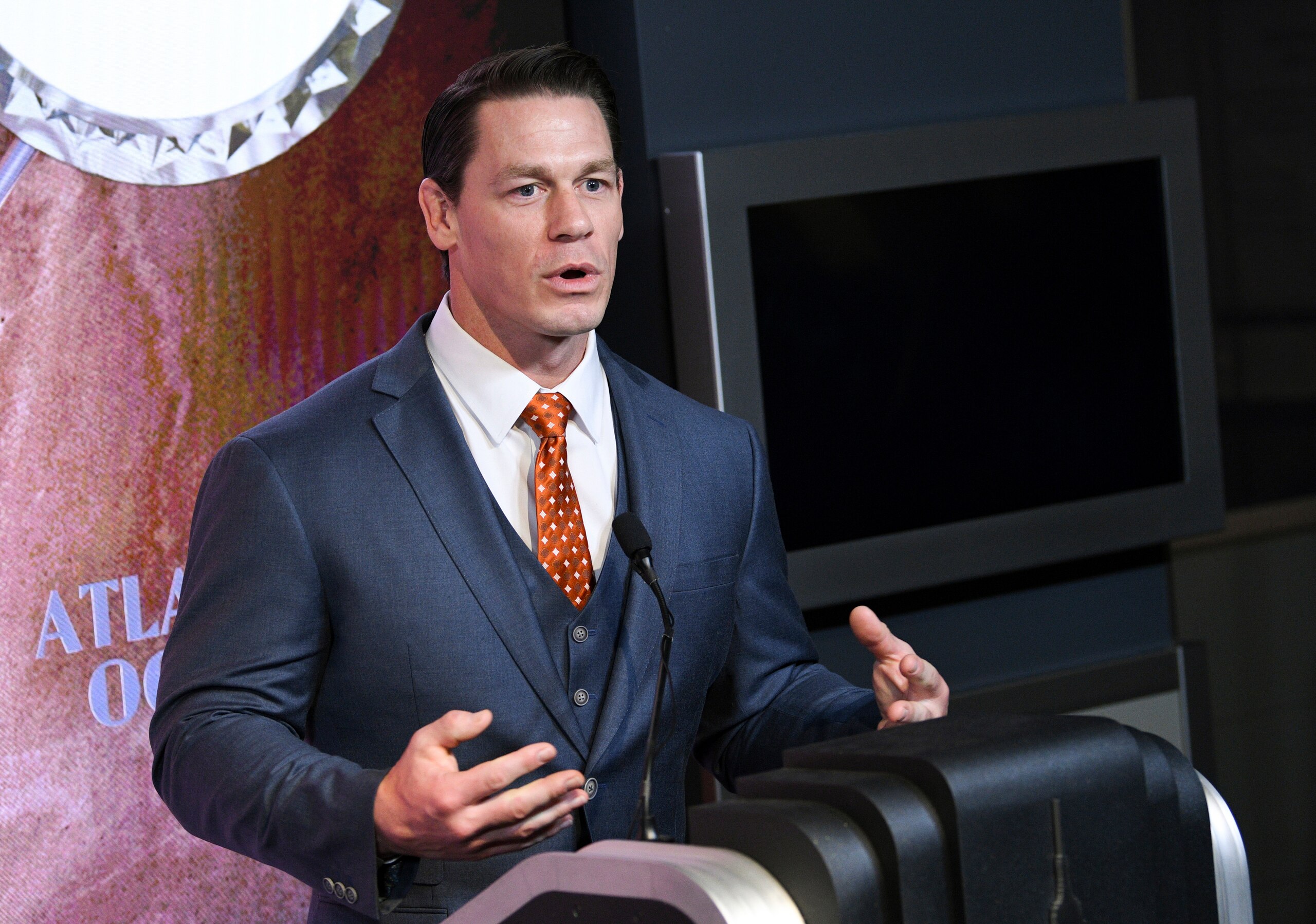 Actor John Cena speaks at the Empire State Building in support of the Make-A-Wish Foundation on Thursday, Dec. 20, 2018, in New York. (Photo by Evan Agostini/Invision/AP) Actor John Cena speaks at the Empire State Building in support of the Make-A-Wish Foundation on Thursday, Dec. 20, 2018, in New York. (Photo by Evan Agostini/Invision/AP)