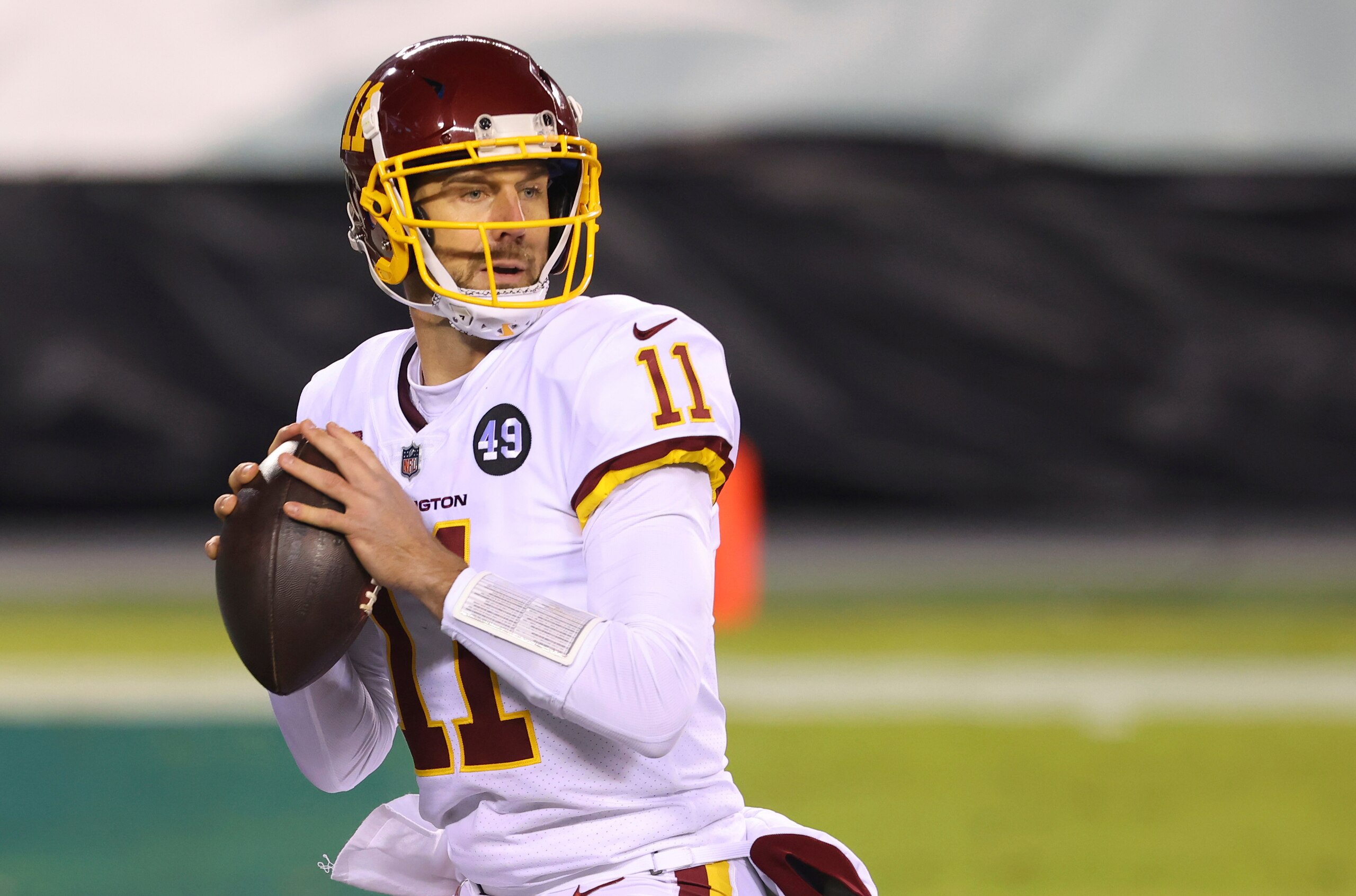 Washington Football Team's Alex Smith (11) in action against the Philadelphia Eagles during an NFL football game, Sunday, Jan. 3, 2021, in Philadelphia. Washington defeated the Eagles 20-14. (AP Photo/Rich Schultz)