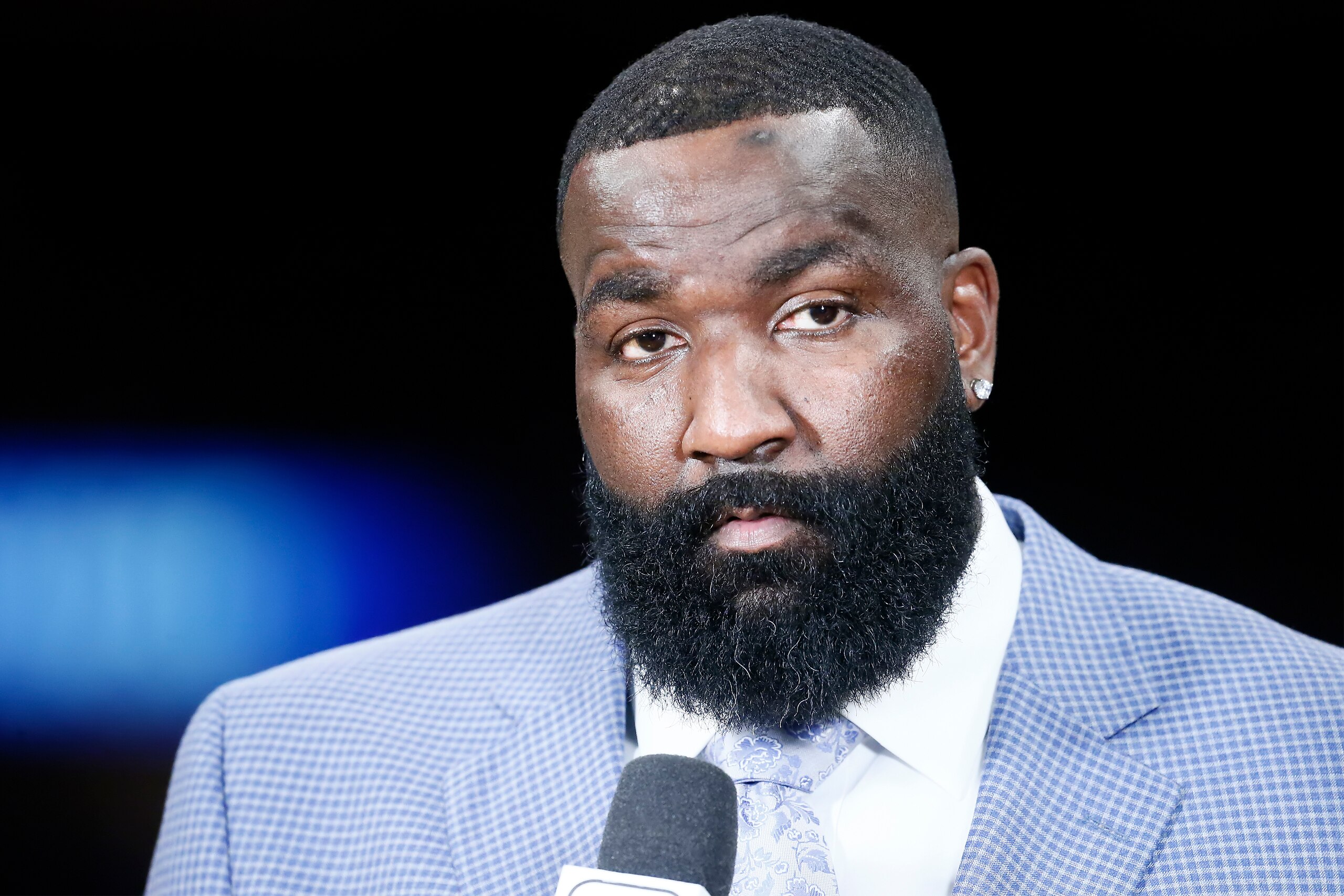 LOS ANGELES, CA - DECEMBER 25: A close up shot of Kendrick Perkins on court before the LA Clippers game against the Los Angeles Lakers on December 25, 2019 at STAPLES Center in Los Angeles, California. NOTE TO USER: User expressly acknowledges and agrees that, by downloading and/or using this Photograph, user is consenting to the terms and conditions of the Getty Images License Agreement. Mandatory Copyright Notice: Copyright 2019 NBAE (Photo by Chris Elise/NBAE via Getty Images)