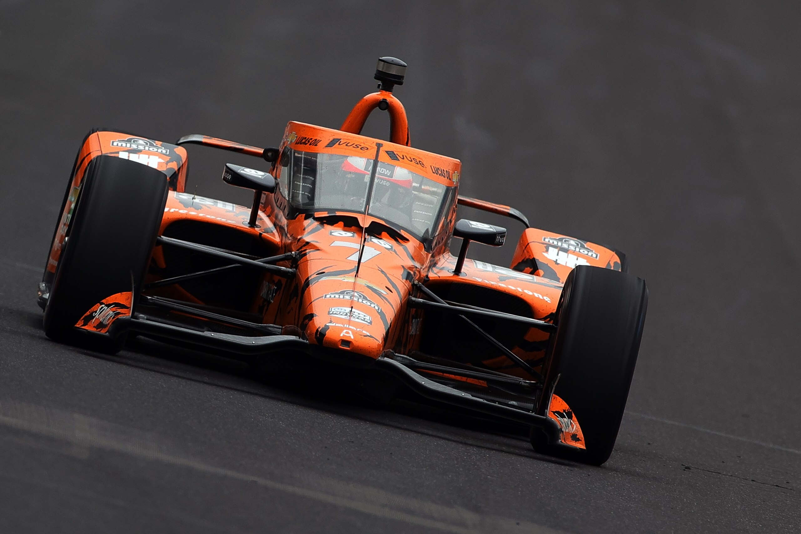 INDIANAPOLIS, INDIANA - MAY 28: Felix Rosenqvist of Sweden, driver of the #7 Arrow McClaren SP Chevrolet, drives during Carb Day for the 105th Indianapolis 500 at Indianapolis Motor Speedway on May 28, 2021 in Indianapolis, Indiana. (Photo by Stacy Revere/Getty Images)