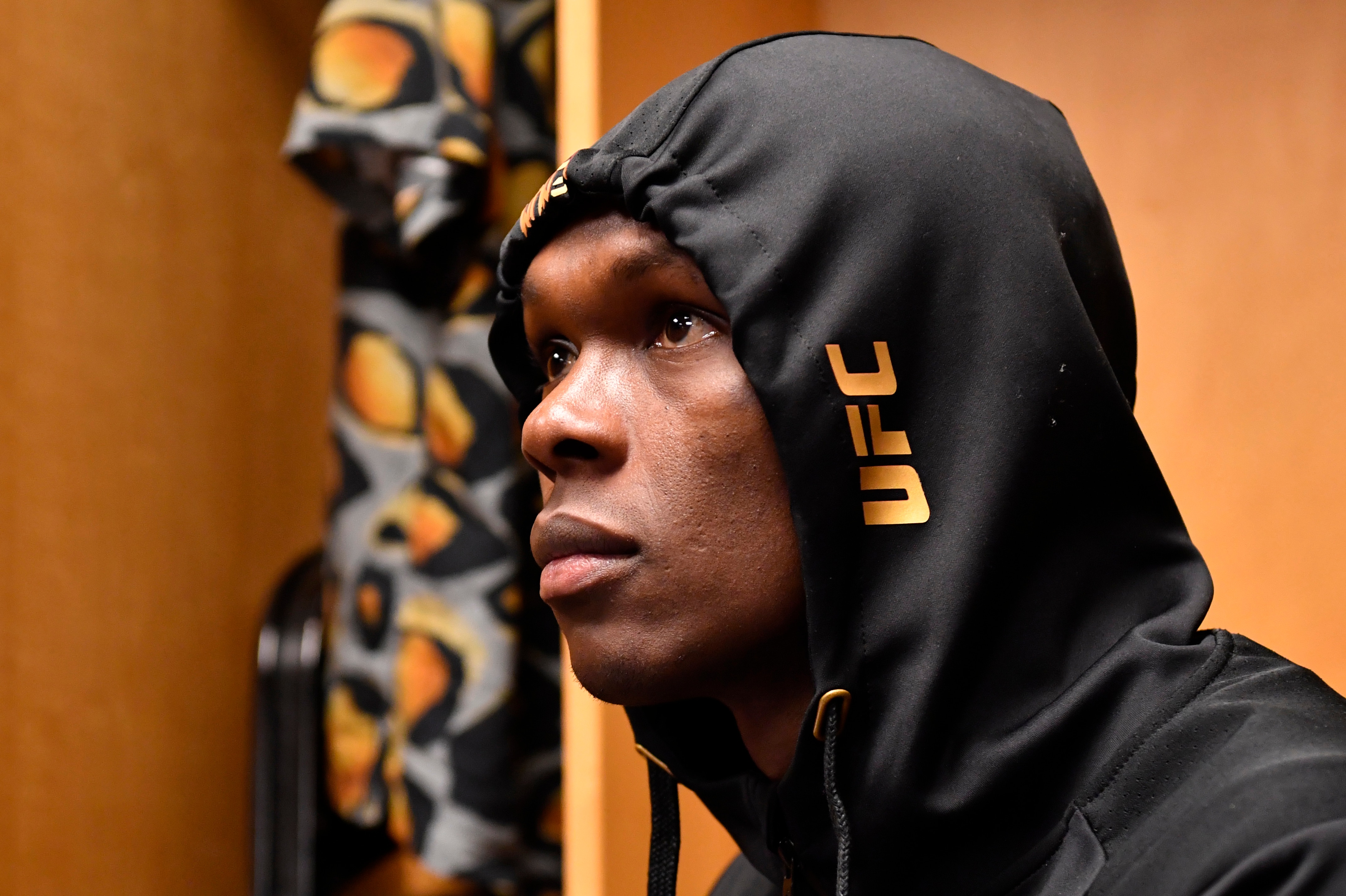 GLENDALE, ARIZONA - JUNE 12: Israel Adesanya of Nigeria warms up prior to his fight during the UFC 263 event at Gila River Arena on June 12, 2021 in Glendale, Arizona. (Photo by Mike Roach/Zuffa LLC)