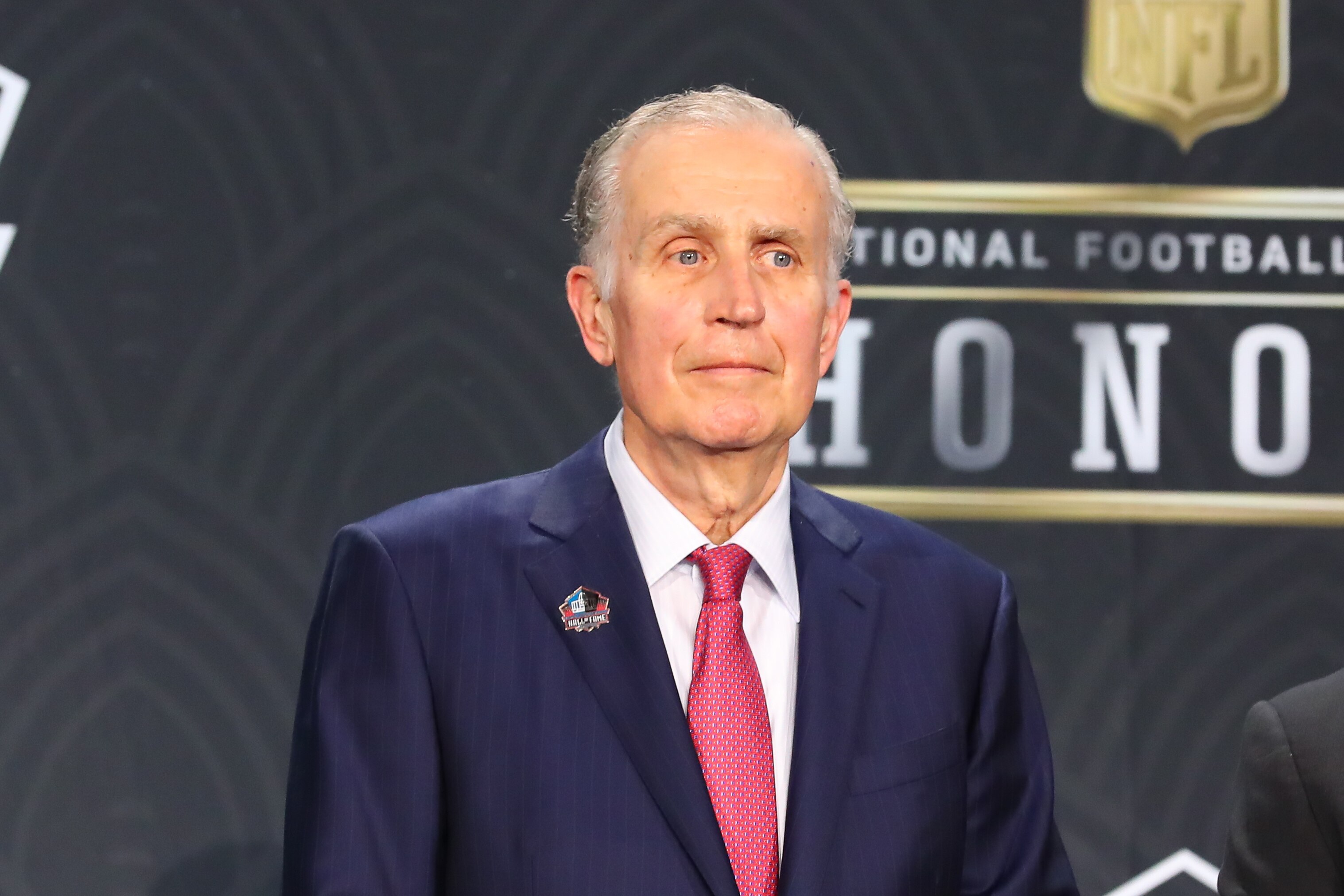 MIAMI, FL - FEBRUARY 01: Pro Football Hall of Fame member Paul Tagliabue during the Hall of Fame Press conference during the NFL Honors on February 1, 2020 at the Adrienne Arsht Center in Miami, FL. (Photo by Rich Graessle/PPI/Icon Sportswire via Getty Images)