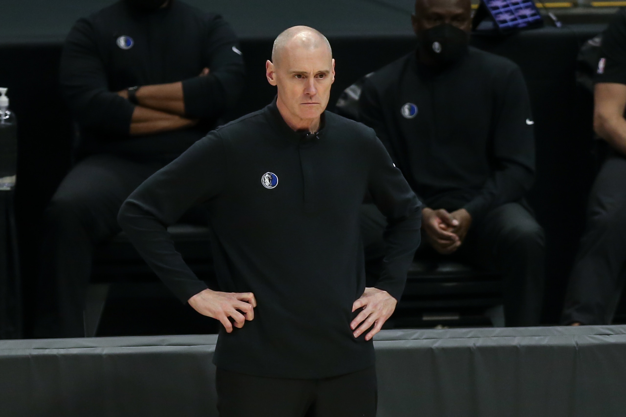 LOS ANGELES, CA - JUNE 02: Dallas Mavericks coach Rick Carlisle game 5 of the first round of the NBA Western Conference Playoffs between the Dallas Mavericks and the Los Angeles Clippers on June 02, 2021, at Staples Center in Los Angeles, CA. (Photo by Jevone Moore/Icon Sportswire via Getty Images) LOS ANGELES, CA - JUNE 02: Dallas Mavericks coach Rick Carlisle game 5 of the first round of the NBA Western Conference Playoffs between the Dallas Mavericks and the Los Angeles Clippers on June 02, 2021, at Staples Center in Los Angeles, CA. (Photo by Jevone Moore/Icon Sportswire via Getty Images)