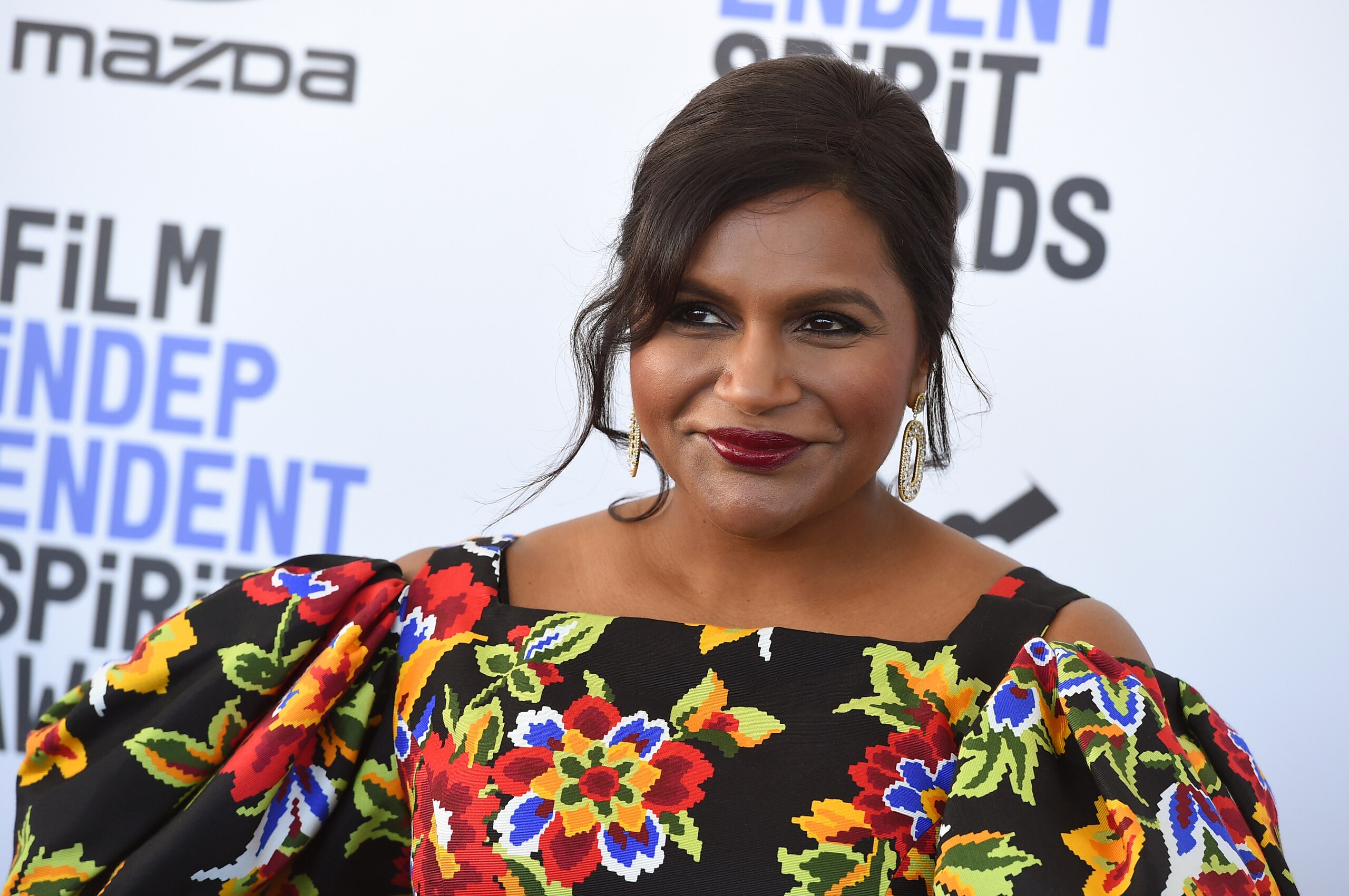Mindy Kaling arrives at the 35th Film Independent Spirit Awards on Saturday, Feb. 8, 2020, in Santa Monica, Calif. (Photo by Jordan Strauss/Invision/AP)