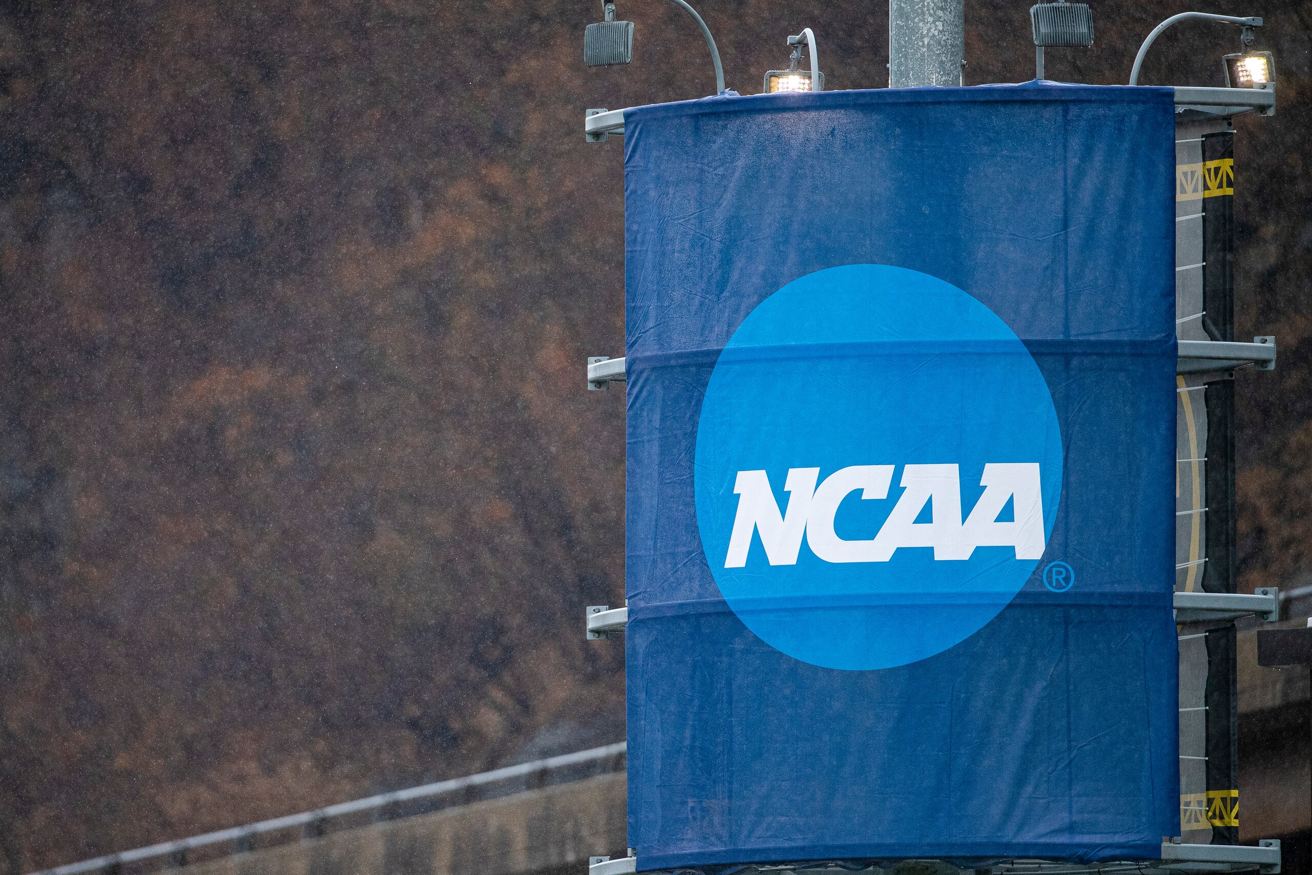 PITTSBURGH, PA - DECEMBER 14: The NCAA logo is seen during the Division II Women's Soccer Championship held at Highmark Stadiumon December 14, 2019 in Pittsburgh, Pennsylvania. Grand Valley State defeated Western Washington 1-0 to win the national title. (Photo by Timothy Nwachukwu/NCAA Photos via Getty Images) PITTSBURGH, PA - DECEMBER 14: The NCAA logo is seen during the Division II Women's Soccer Championship held at Highmark Stadiumon December 14, 2019 in Pittsburgh, Pennsylvania. Grand Valley State defeated Western Washington 1-0 to win the national title. (Photo by Timothy Nwachukwu/NCAA Photos via Getty Images)