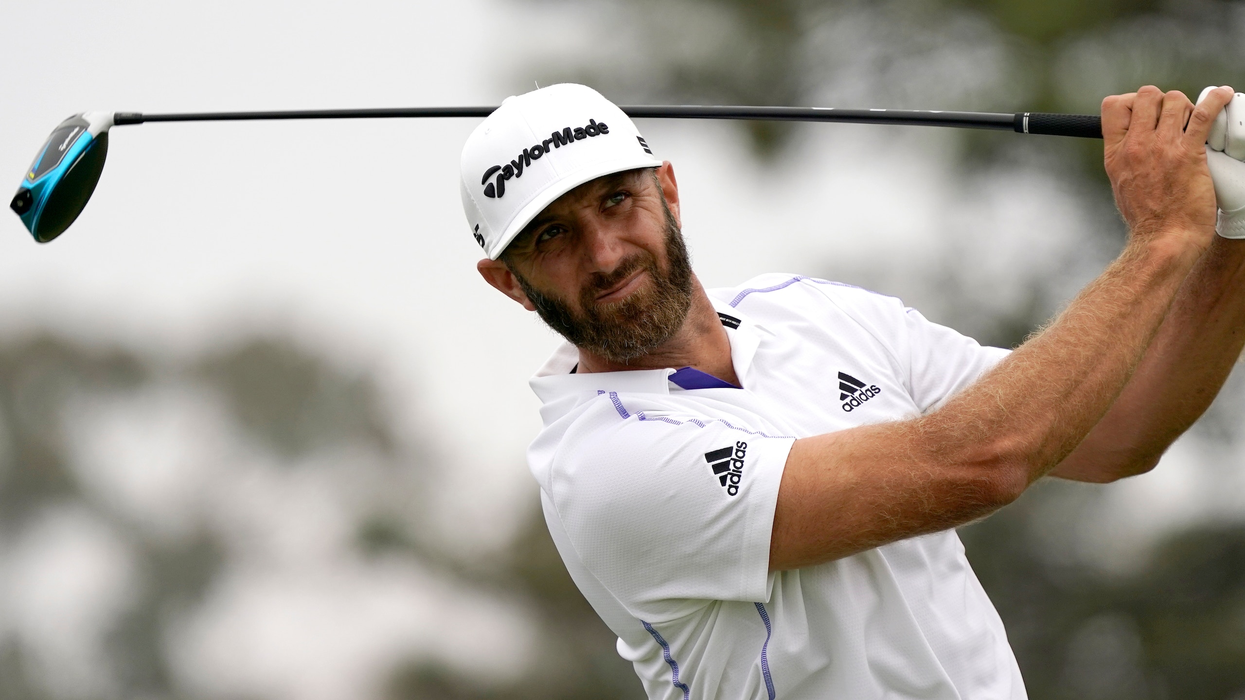 Dustin Johnson plays his shot from the fifth tee during the second round of the U.S. Open Golf Championship, Friday, June 18, 2021, at Torrey Pines Golf Course in San Diego. (AP Photo/Marcio Jose Sanchez)