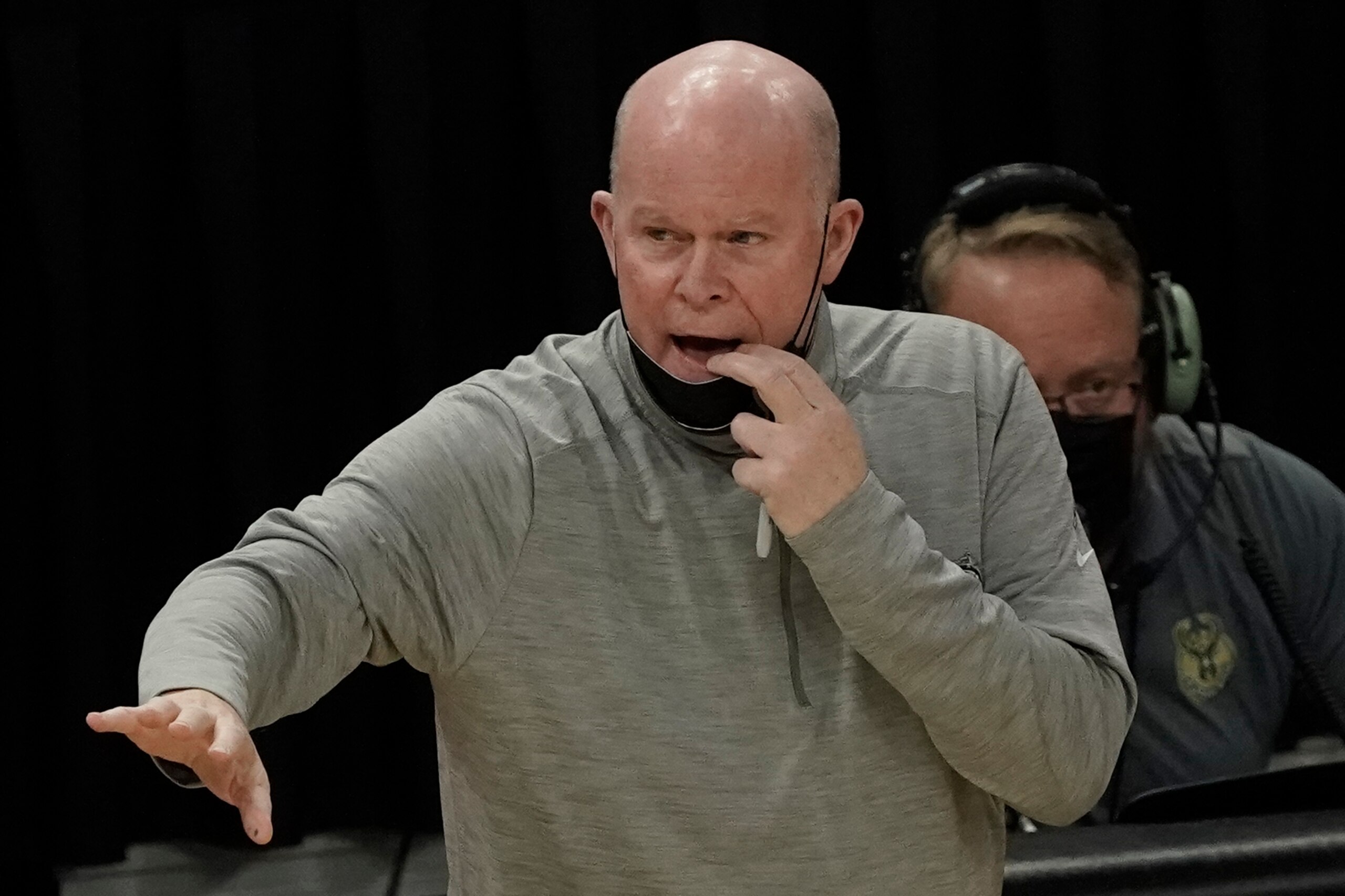 Orlando Magic head coach Steve Clifford reacts during the first half of an NBA basketball game against the Milwaukee Bucks Tuesday, May 11, 2021, in Milwaukee. (AP Photo/Morry Gash)