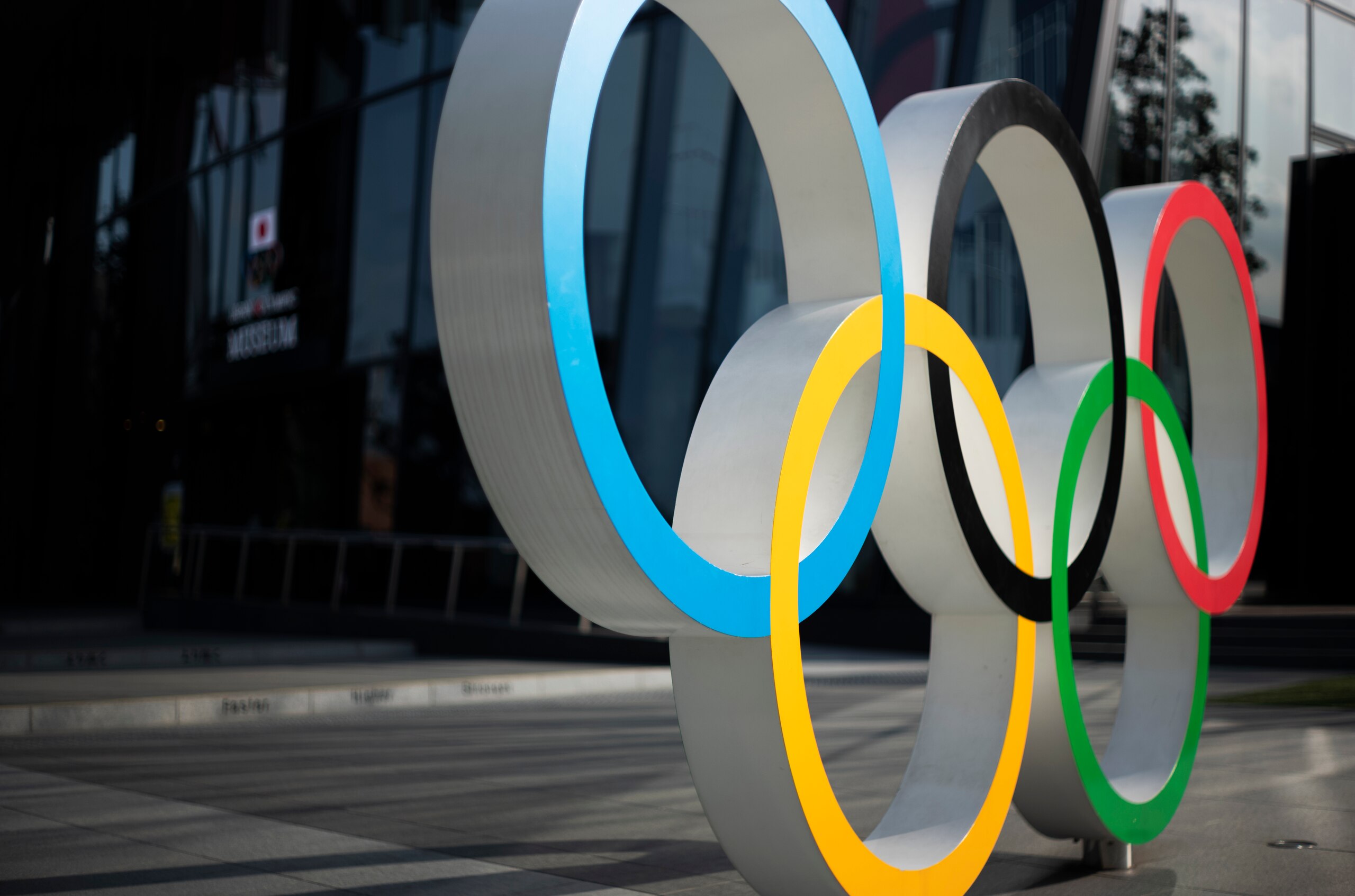 This photo shows the Olympic rings installed at the Japan Olympic Museum in Tokyo on Friday, March 19, 2021. (AP Photo/Hiro Komae)