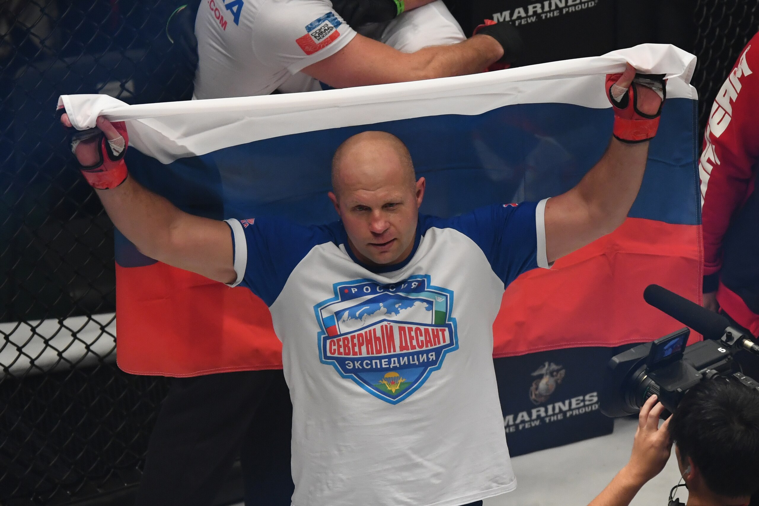 SAITAMA, JAPAN - DECEMBER 29:  Fedor Emelianenko celebrates the victory during the Bellator Japan - Fedor v Rampage at Saitama Super Arena on December 29, 2019 in Saitama, Japan. (Photo by Masashi Hara/Getty Images)