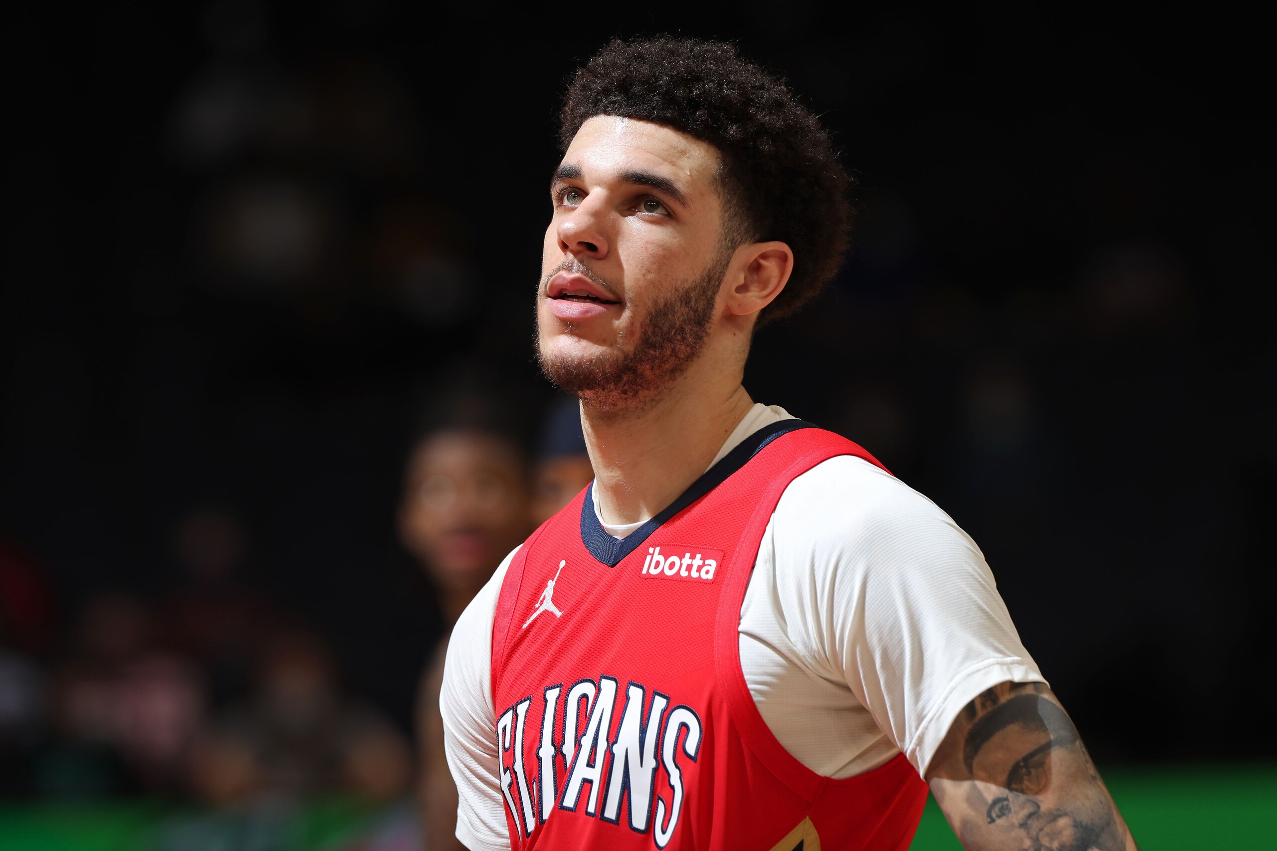 MEMPHIS, TN - MAY 10: Lonzo Ball #2 of the New Orleans Pelicans looks on during the game against the Memphis Grizzlies on May 10, 2021 at FedExForum in Memphis, Tennessee. NOTE TO USER: User expressly acknowledges and agrees that, by downloading and or using this photograph, User is consenting to the terms and conditions of the Getty Images License Agreement. Mandatory Copyright Notice: Copyright 2021 NBAE (Photo by Joe Murphy/NBAE via Getty Images) MEMPHIS, TN - MAY 10: Lonzo Ball #2 of the New Orleans Pelicans looks on during the game against the Memphis Grizzlies on May 10, 2021 at FedExForum in Memphis, Tennessee. NOTE TO USER: User expressly acknowledges and agrees that, by downloading and or using this photograph, User is consenting to the terms and conditions of the Getty Images License Agreement. Mandatory Copyright Notice: Copyright 2021 NBAE (Photo by Joe Murphy/NBAE via Getty Images)