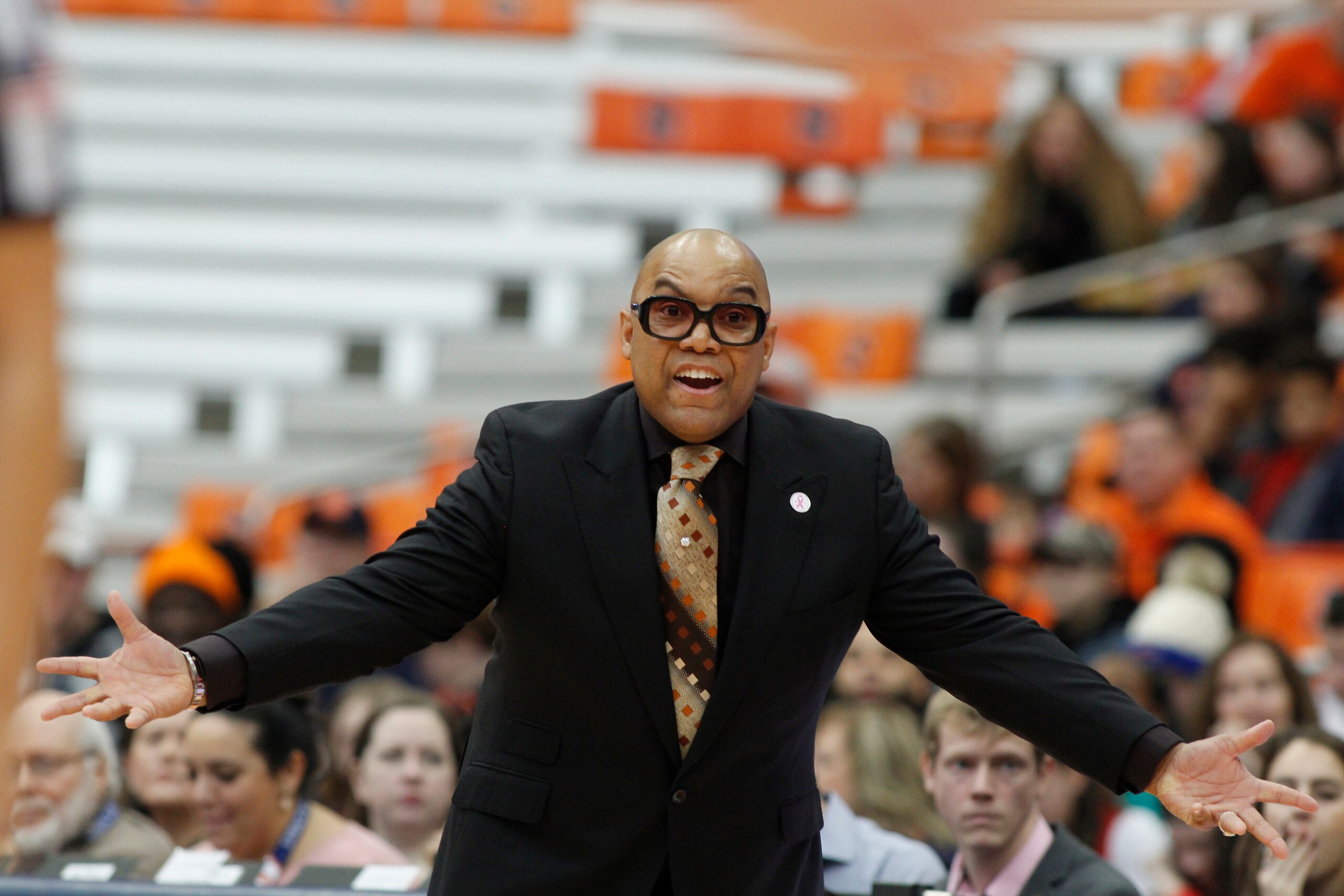 Syracuse head coach Quentin Hillsman yells to his players in the first quarter of an NCAA college basketball game against Louisville in Syracuse, N.Y., Sunday, Feb. 9, 2020. (AP Photo/Nick Lisi) Syracuse head coach Quentin Hillsman yells to his players in the first quarter of an NCAA college basketball game against Louisville in Syracuse, N.Y., Sunday, Feb. 9, 2020. (AP Photo/Nick Lisi)
