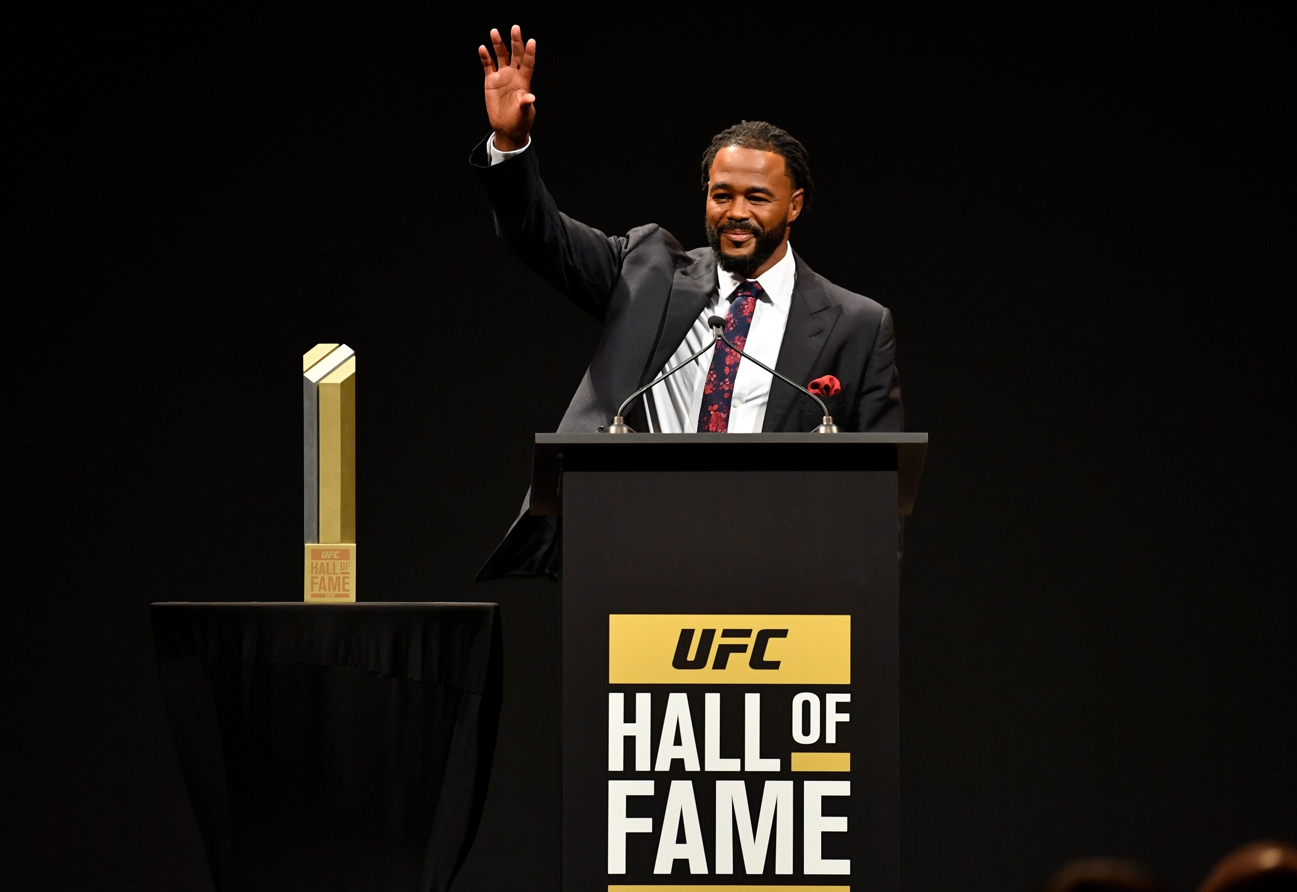 LAS VEGAS, NEVADA - JULY 05:  Rashad Evans is inducted into the UFC Hall of Fame during the UFC Hall of Fame Class of 2019 Induction Ceremony inside The Pearl at The Palms Casino Resort on July 5, 2019 in Las Vegas, Nevada. (Photo by Jeff Bottari/Zuffa LLC/Zuffa LLC via Getty Images)