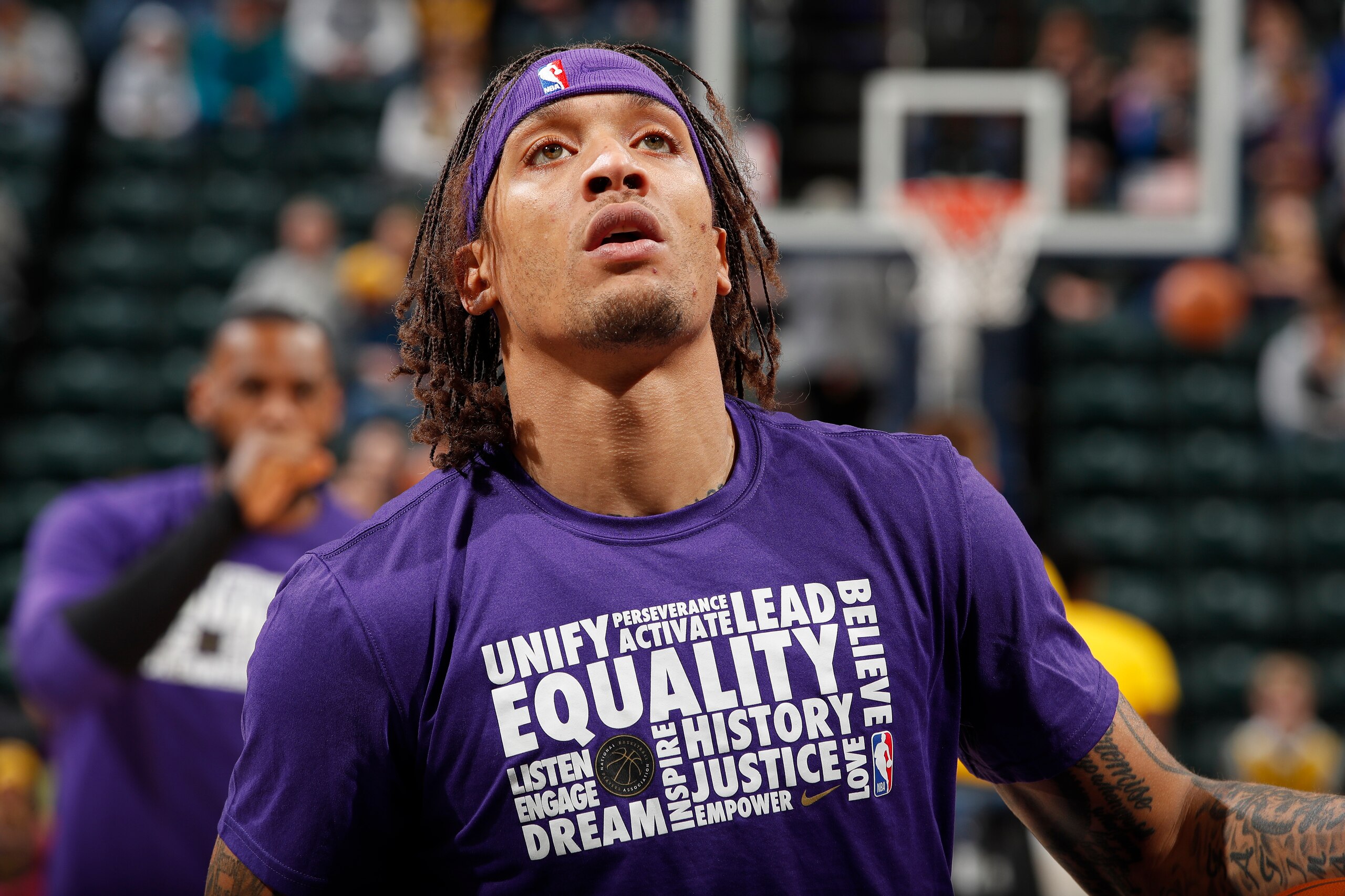 INDIANAPOLIS, IN - FEBRUARY 5: Michael Beasley #11 of the Los Angeles Lakers warms up before the game against the Indiana Pacers on February 5, 2019 at Bankers Life Fieldhouse in Indianapolis, Indiana. NOTE TO USER: User expressly acknowledges and agrees that, by downloading and/or using this photograph, user is consenting to the terms and conditions of the Getty Images License Agreement. Mandatory Copyright Notice: Copyright 2019 NBAE (Photo by Jeff Haynes/NBAE via Getty Images)