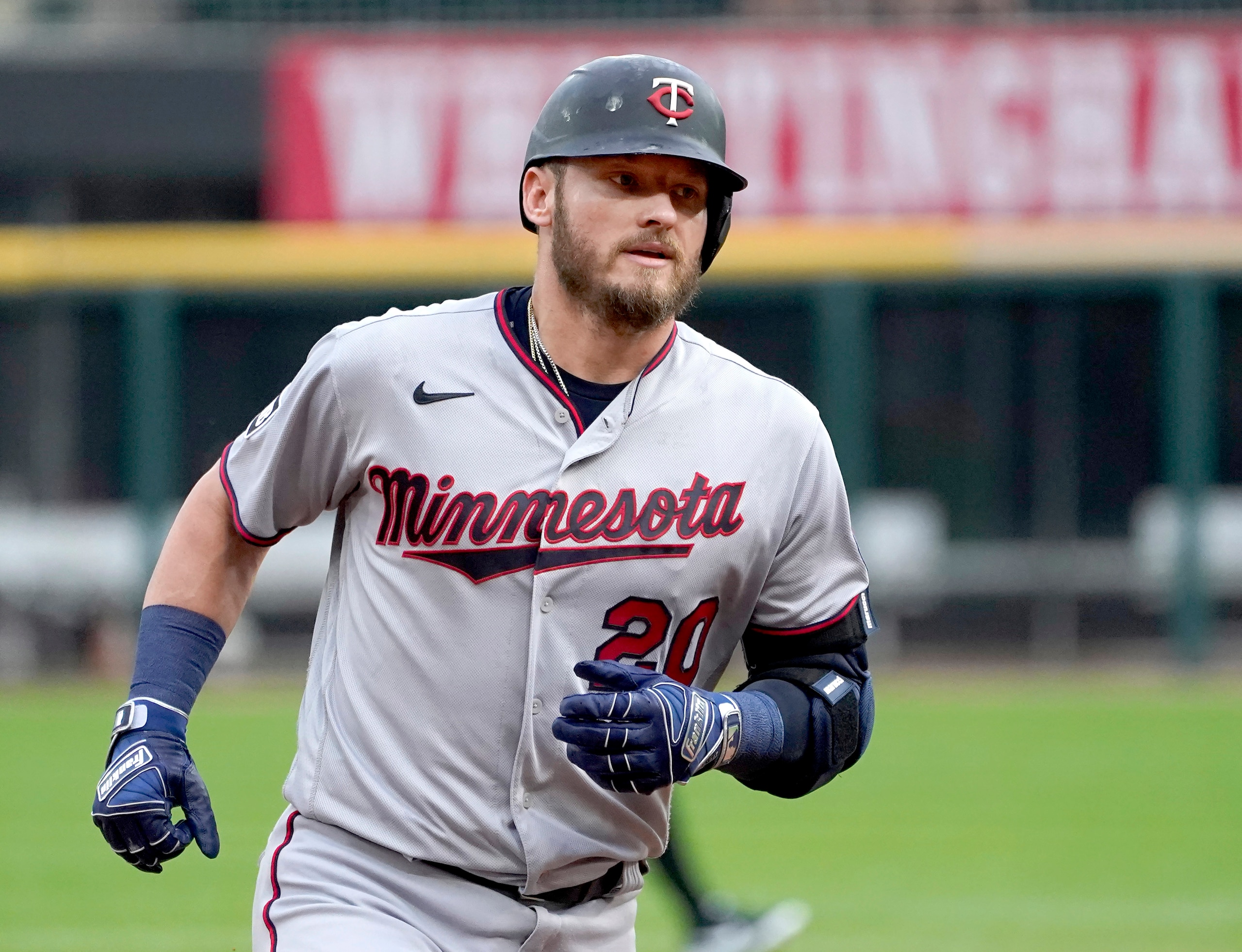Minnesota Twins' Josh Donaldson rounds the bases after hitting a two-run home run off Chicago White Sox starting pitcher Lucas Giolito during the first inning of a baseball game Tuesday, June 29, 2021, in Chicago. (AP Photo/Charles Rex Arbogast)