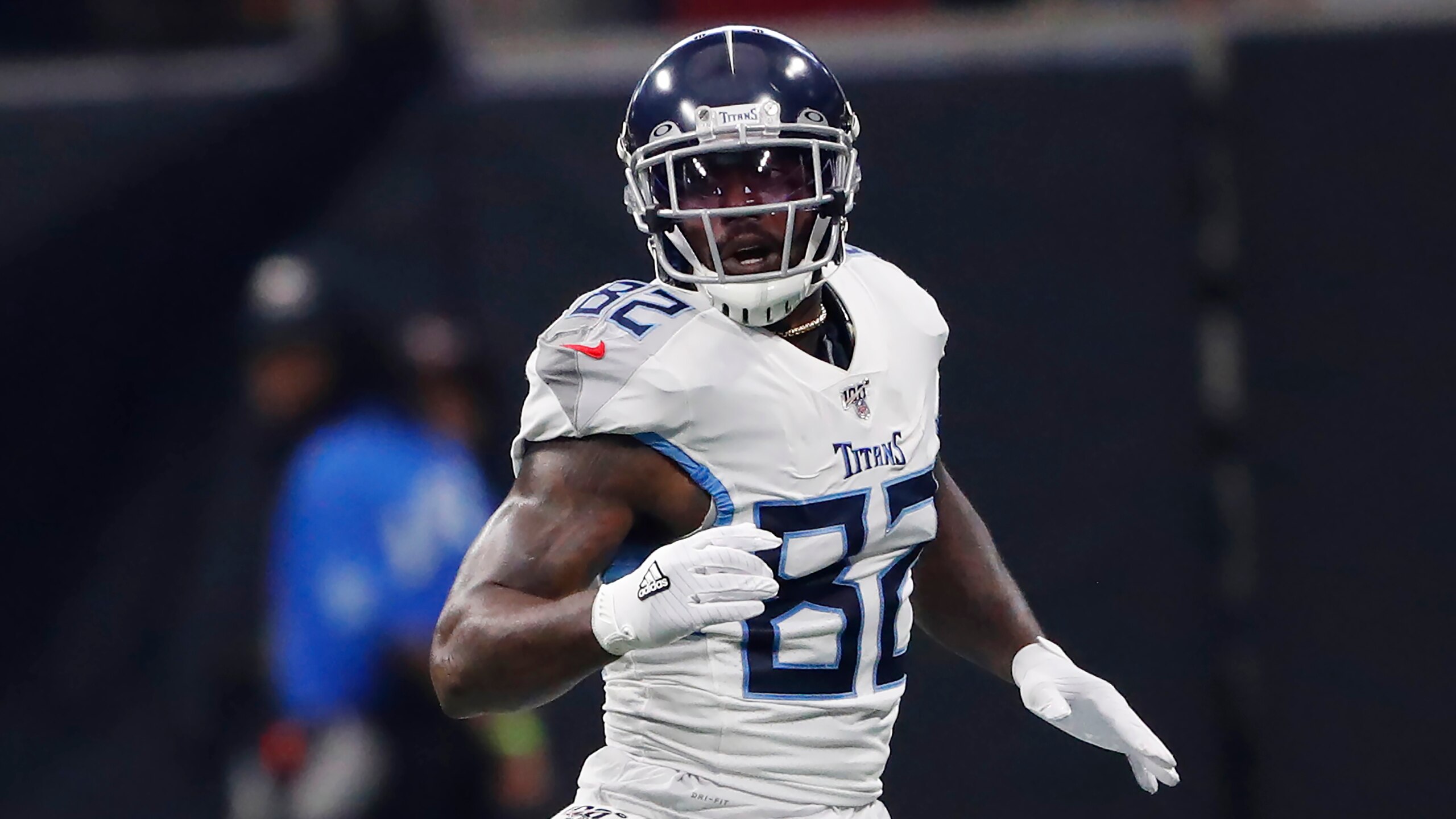 Tennessee Titans tight end Delanie Walker (82) in action during the first half of an NFL football game against the Atlanta Falcons, Sunday, Sept. 29, 2019, in Atlanta. (AP Photo/John Bazemore)