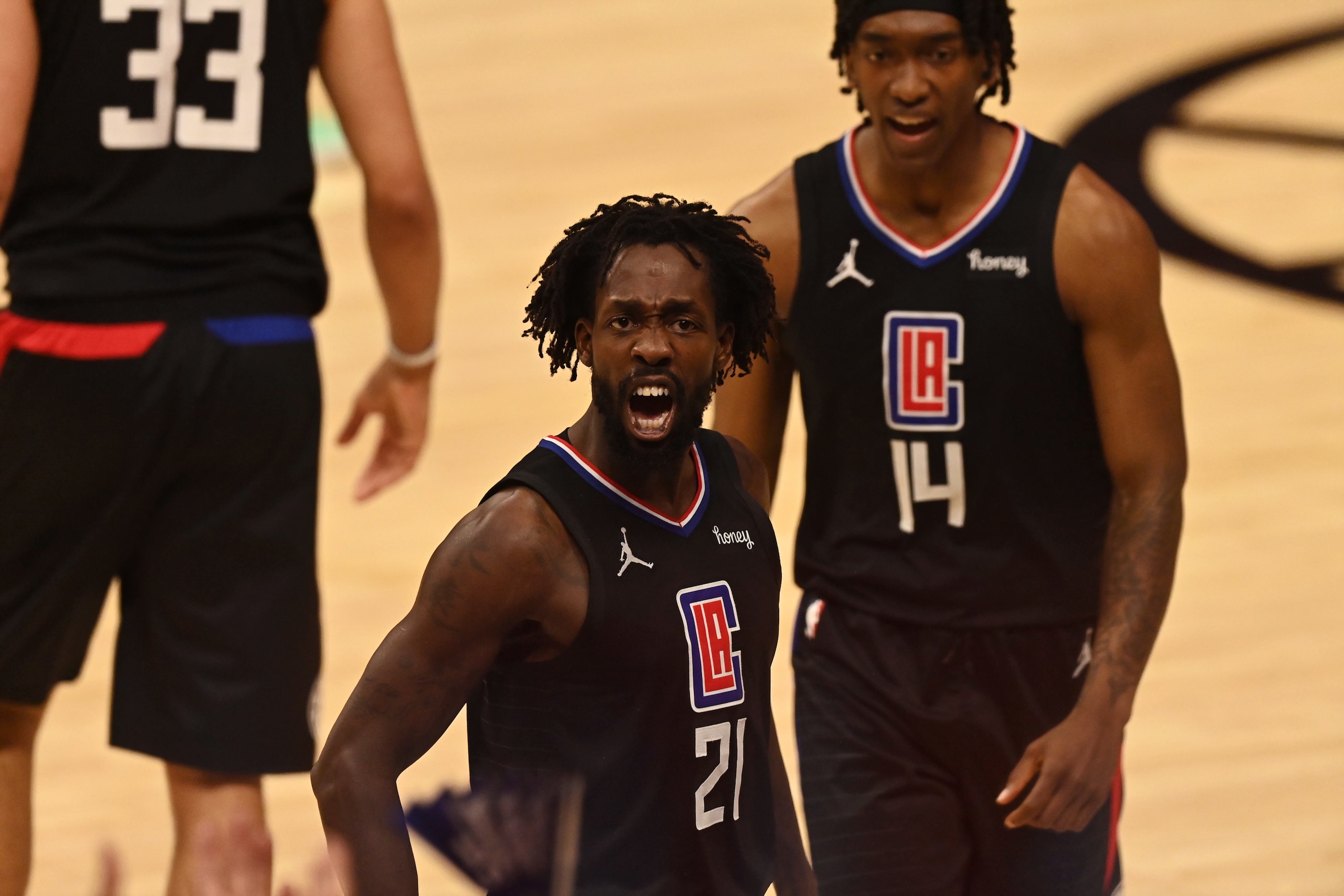 Basketball: NBA Playoffs: Los Angeles Clippers Patrick Beverley (21) during game vs Phoenix Suns at Staples Center. Game 6. Los Angeles, CA 6/30/2021 CREDIT: John W. McDonough (Photo by John W. McDonough/Sports Illustrated via Getty Images) (Set Number: X163676 TK1)