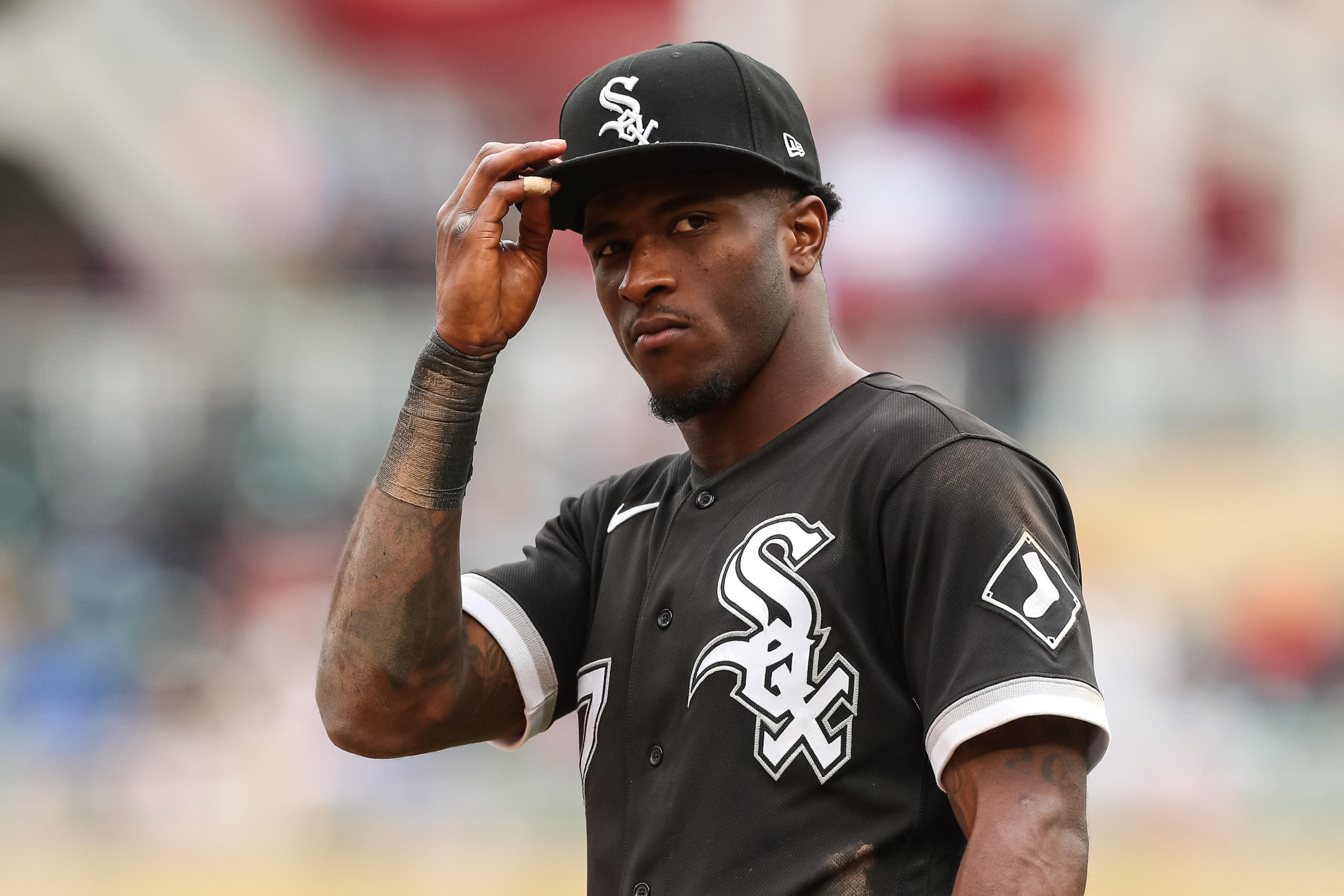 MINNEAPOLIS, MN - JULY 7: Tim Anderson #7 of the Chicago White Sox looks on against the Minnesota Twins in the ninth inning of the game at Target Field on July 7, 2021 in Minneapolis, Minnesota. The White Sox defeated the Twins 6-1. (Photo by David Berding/Getty Images)