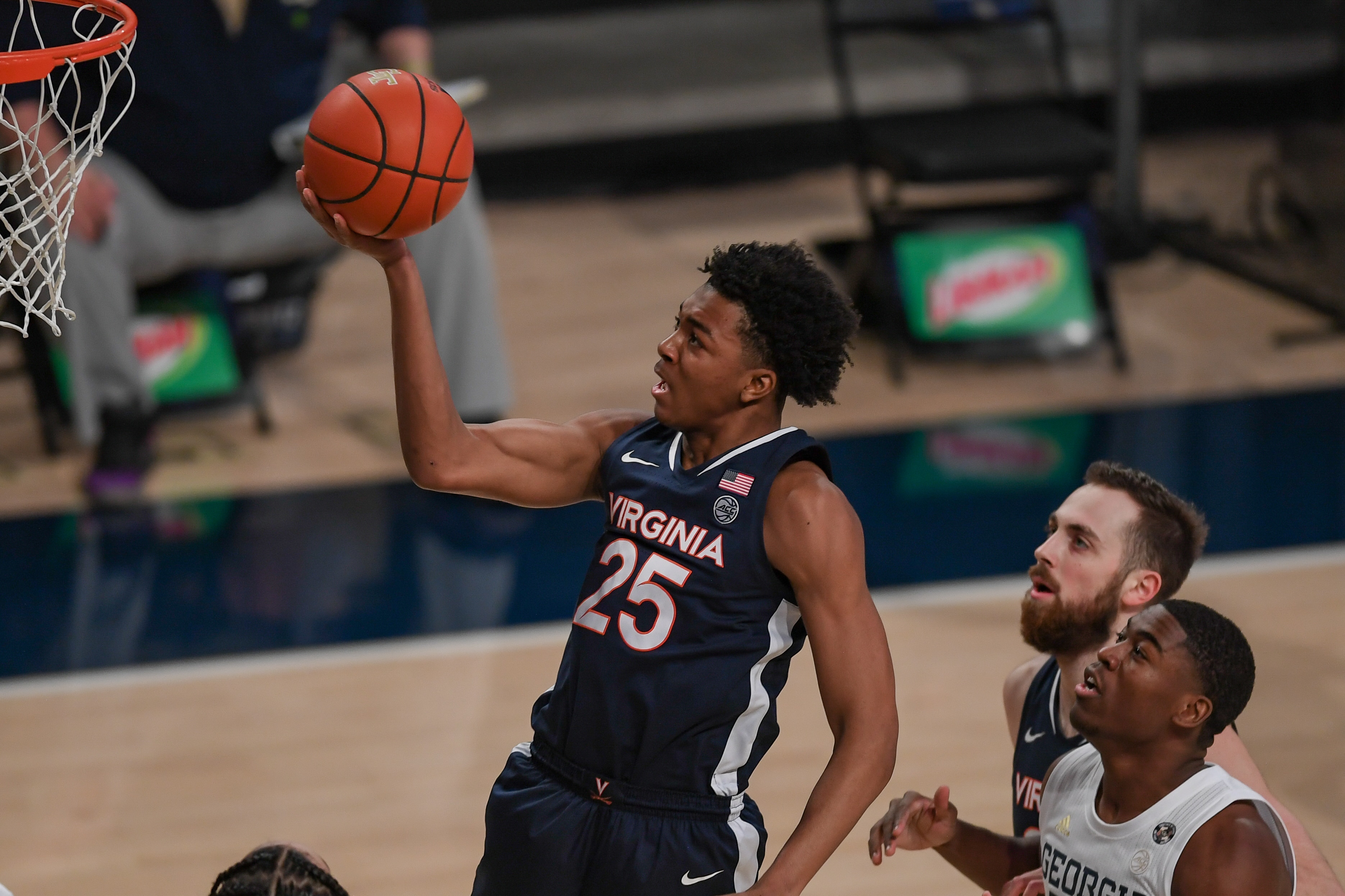 ATLANTA, GA FEBRUARY 10: Virginia guard Trey Murphy III (25) drives in for a lay-up during the NCAA basketball game between the Virginia Cavaliers and the Georgia Tech Yellow Jackets on February 10th, 2021 at Hank McCamish Pavilion in Atlanta, GA. (Photo by Rich von Biberstein/Icon Sportswire via Getty Images) ATLANTA, GA FEBRUARY 10: Virginia guard Trey Murphy III (25) drives in for a lay-up during the NCAA basketball game between the Virginia Cavaliers and the Georgia Tech Yellow Jackets on February 10th, 2021 at Hank McCamish Pavilion in Atlanta, GA. (Photo by Rich von Biberstein/Icon Sportswire via Getty Images)