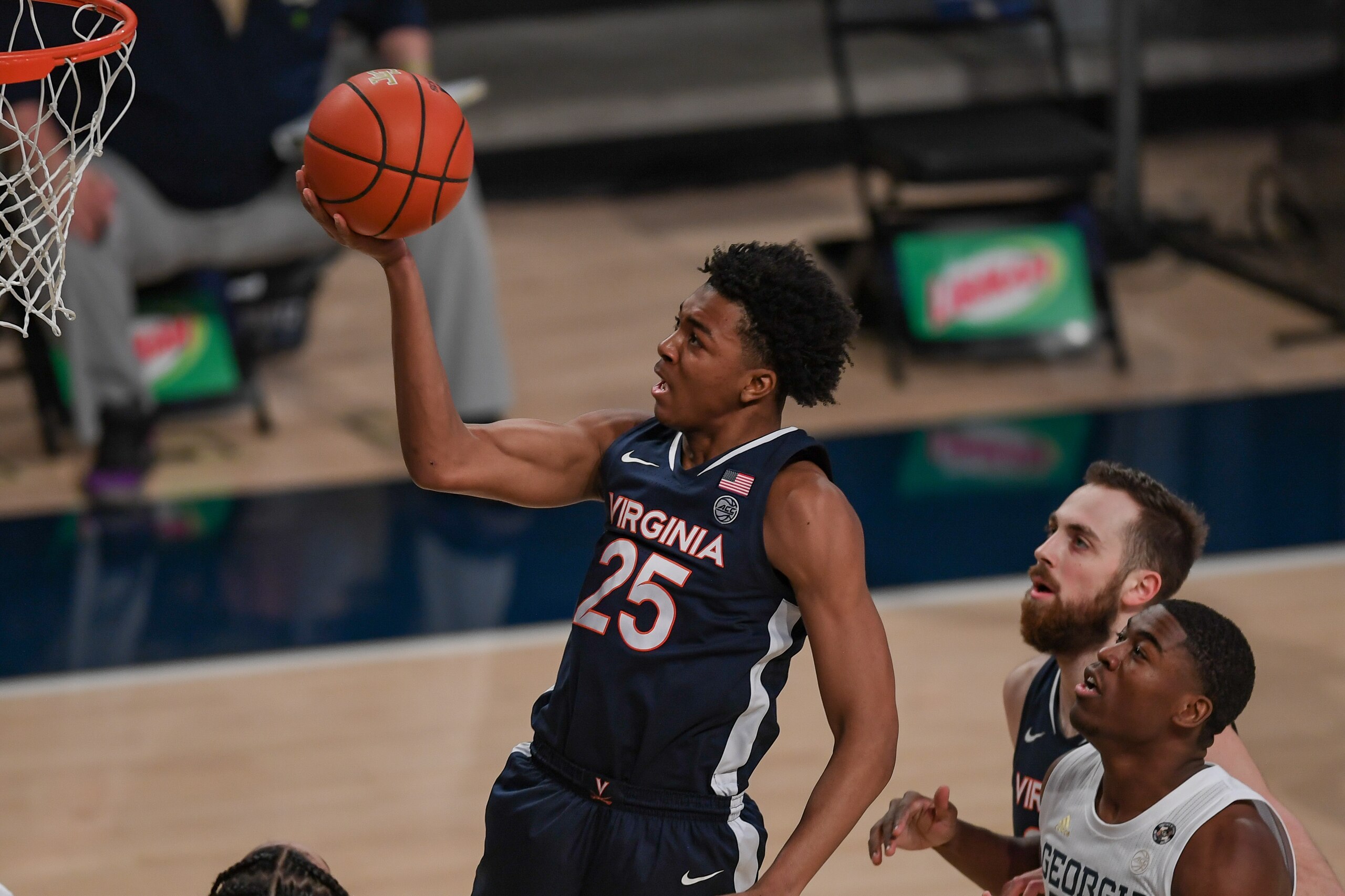 ATLANTA, GA FEBRUARY 10: Virginia guard Trey Murphy III (25) drives in for a lay-up during the NCAA basketball game between the Virginia Cavaliers and the Georgia Tech Yellow Jackets on February 10th, 2021 at Hank McCamish Pavilion in Atlanta, GA. (Photo by Rich von Biberstein/Icon Sportswire via Getty Images) ATLANTA, GA FEBRUARY 10: Virginia guard Trey Murphy III (25) drives in for a lay-up during the NCAA basketball game between the Virginia Cavaliers and the Georgia Tech Yellow Jackets on February 10th, 2021 at Hank McCamish Pavilion in Atlanta, GA. (Photo by Rich von Biberstein/Icon Sportswire via Getty Images)