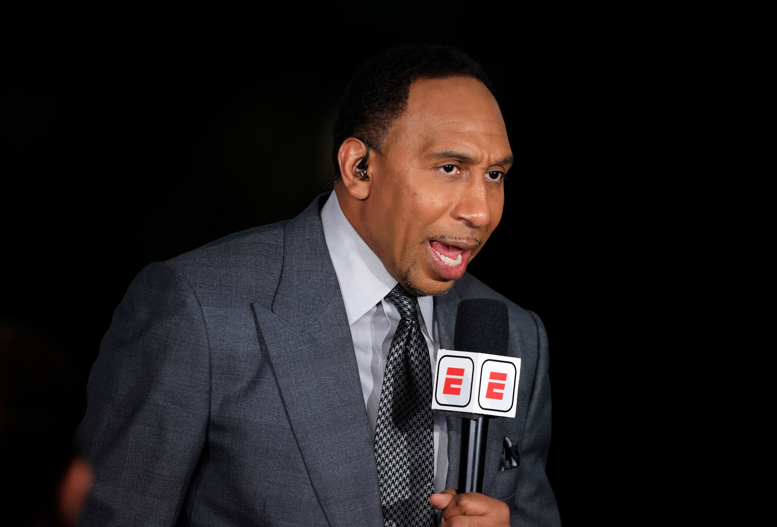 MILWAUKEE, WISCONSIN - JULY 11: ESPN analyst Stephen A. Smith during Game Three of the NBA Finals between the Milwaukee Bucks and the Phoenix Suns at Fiserv Forum on July 11, 2021 in Milwaukee, Wisconsin. NOTE TO USER: User expressly acknowledges and agrees that, by downloading and or using this photograph, User is consenting to the terms and conditions of the Getty Images License Agreement. (Photo by Justin Casterline/Getty Images)