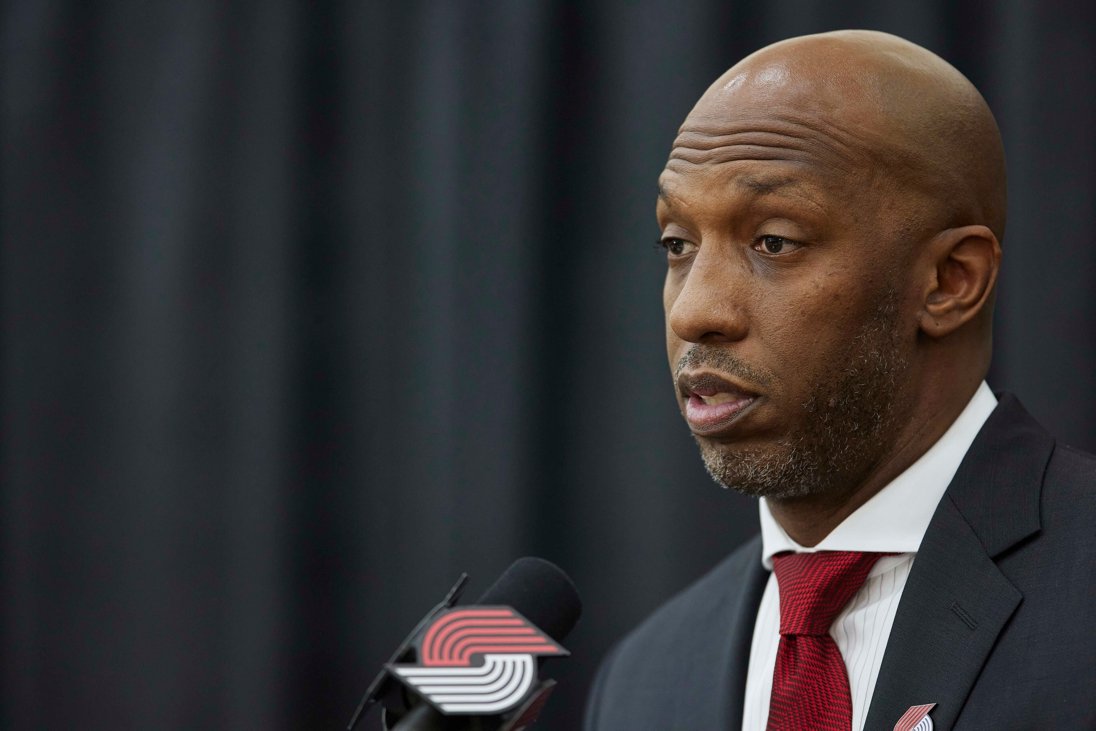 Chauncey Billups talks to media after being announced as the head coach of the Portland Trail Blazers at the team's practice facility in Tualatin, Ore., Tuesday, June 29, 2021. (AP Photo/Craig Mitchelldyer) Chauncey Billups talks to media after being announced as the head coach of the Portland Trail Blazers at the team's practice facility in Tualatin, Ore., Tuesday, June 29, 2021. (AP Photo/Craig Mitchelldyer)