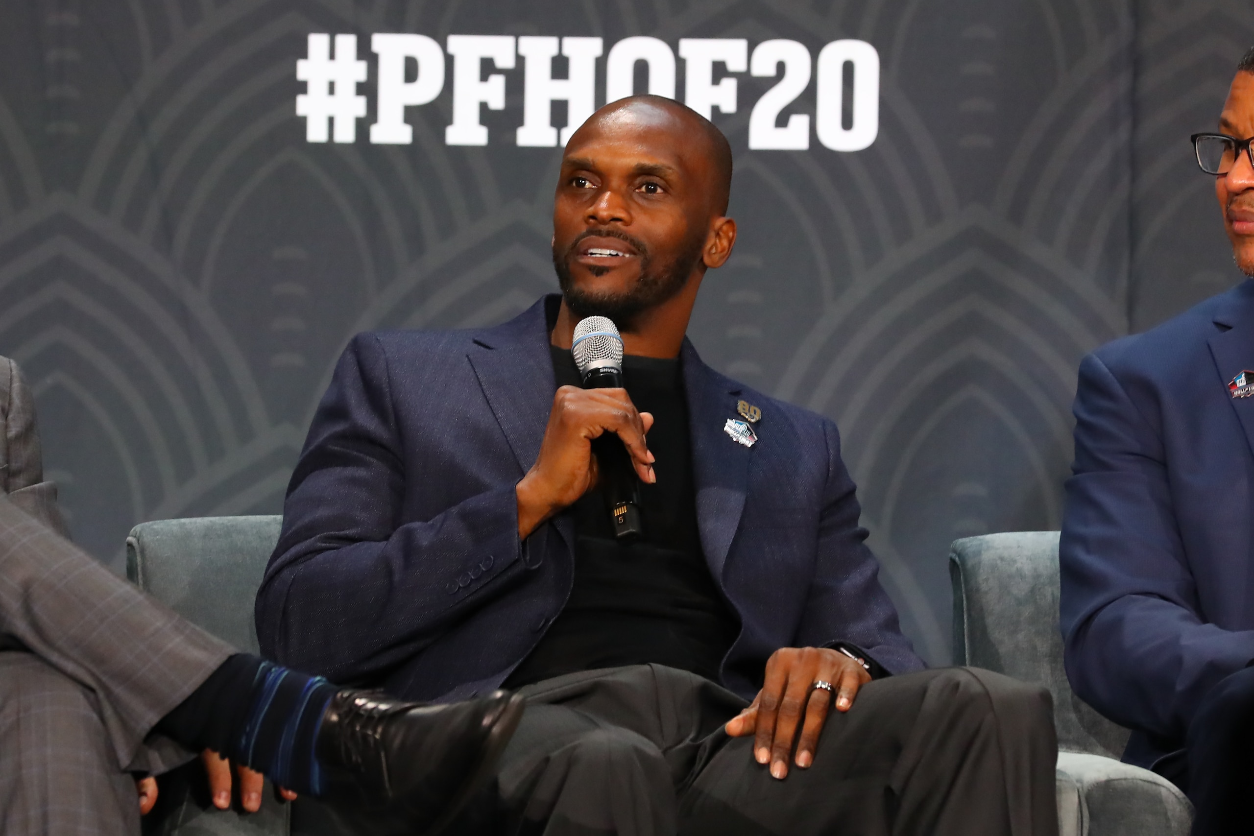 MIAMI, FL - FEBRUARY 01:  Pro Football Hall of Fame member Isaac Bruce during the Hall of  Fame Press conference during  the NFL Honors on February 1, 2020 at the Adrienne Arsht Center in Miami, FL.   (Photo by Rich Graessle/PPI/Icon Sportswire via Getty Images)
