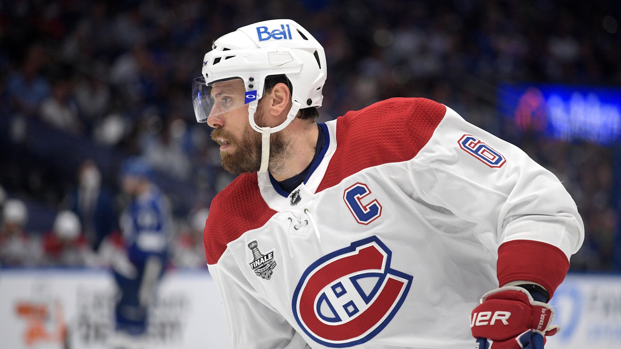 Montreal Canadiens defenseman Shea Weber (6) skates on the ice during the second period of Game 5 of the NHL hockey Stanley Cup finals series against the Tampa Bay Lightning, Wednesday, July 7, 2021, in Tampa, Fla. (AP Photo/Phelan M. Ebenhack)