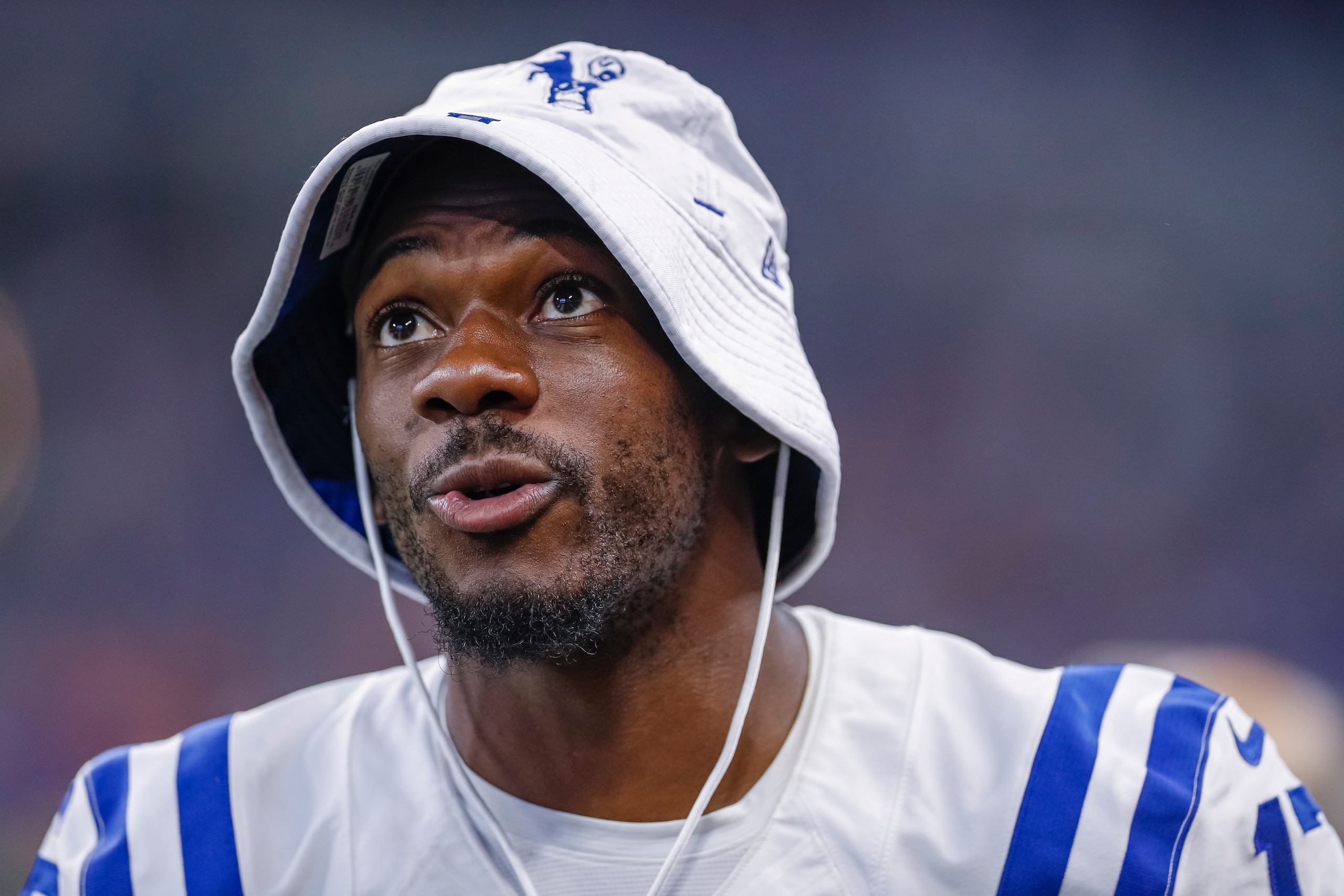 INDIANAPOLIS, IN - AUGUST 17: Devin Funchess #17 of the Indianapolis Colts is seen during the preseason game against the Cleveland Browns at Lucas Oil Stadium on August 17, 2019 in Indianapolis, Indiana. (Photo by Michael Hickey/Getty Images)