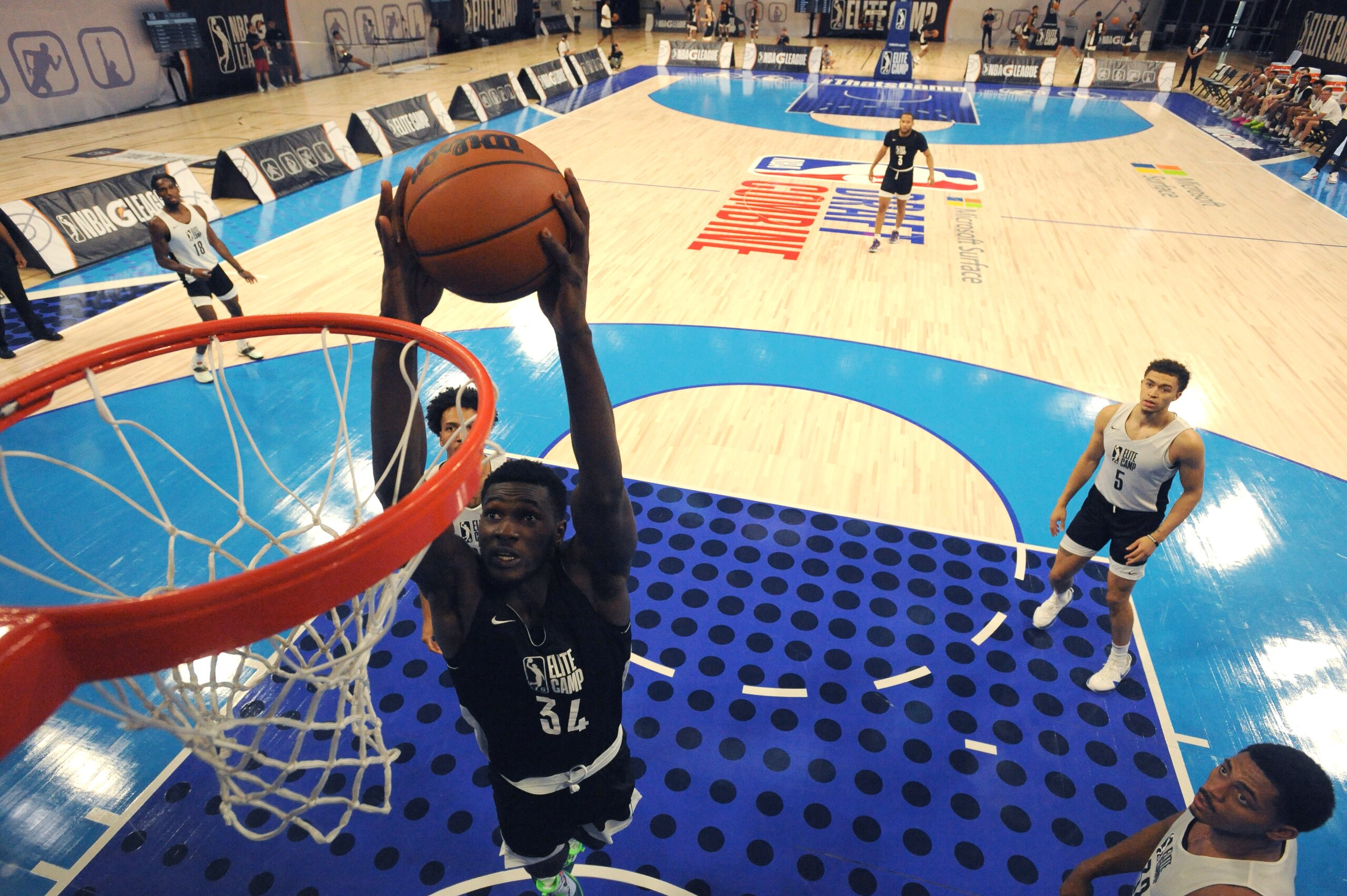 CHICAGO, IL - JUNE 21: G League Prospect, Moussa Cisse dunks the ball during the 2021 NBA G League Elite Camp on June 21, 2021 at the Wintrust Arena in Chicago, Illinois. NOTE TO USER: User expressly acknowledges and agrees that, by downloading and or using this photograph, user is consenting to the terms and conditions of the Getty Images License Agreement. Mandatory Copyright Notice: Copyright 2021 NBAE (Photo by Randy Belice/NBAE via Getty Images)