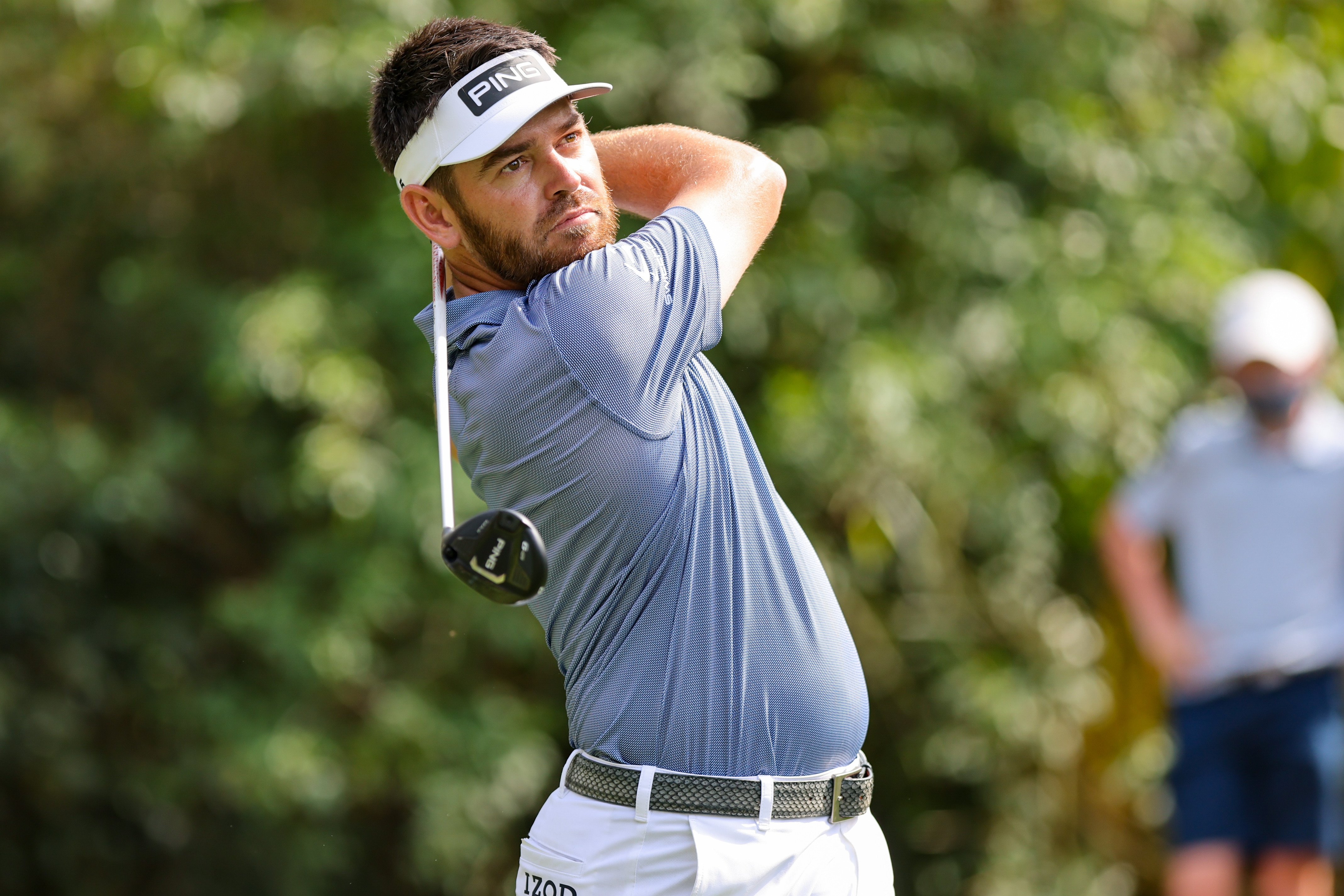 PONTE VEDRA BEACH, FL - MARCH 13: Louis Oosthuzien of South Africa plays a tee shot on the 15th hole during the third round of THE PLAYERS Championship on March 13, 2021 at TPC Sawgrass Stadium Course in Ponte Vedra Beach, Fl. (Photo by David Rosenblum/Icon Sportswire via Getty Images)