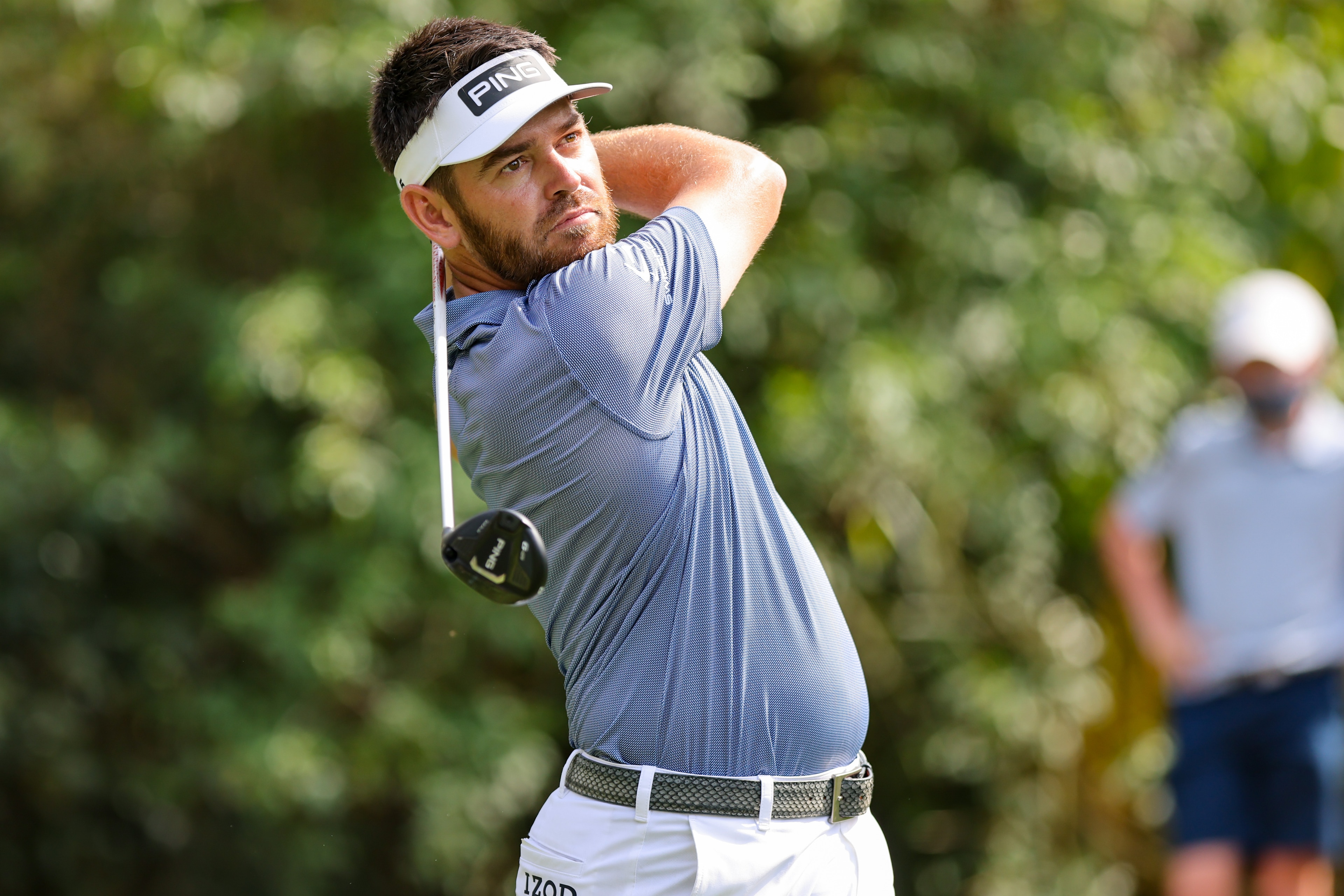 PONTE VEDRA BEACH, FL - MARCH 13: Louis Oosthuzien of South Africa plays a tee shot on the 15th hole during the third round of THE PLAYERS Championship on March 13, 2021 at TPC Sawgrass Stadium Course in Ponte Vedra Beach, Fl. (Photo by David Rosenblum/Icon Sportswire via Getty Images)