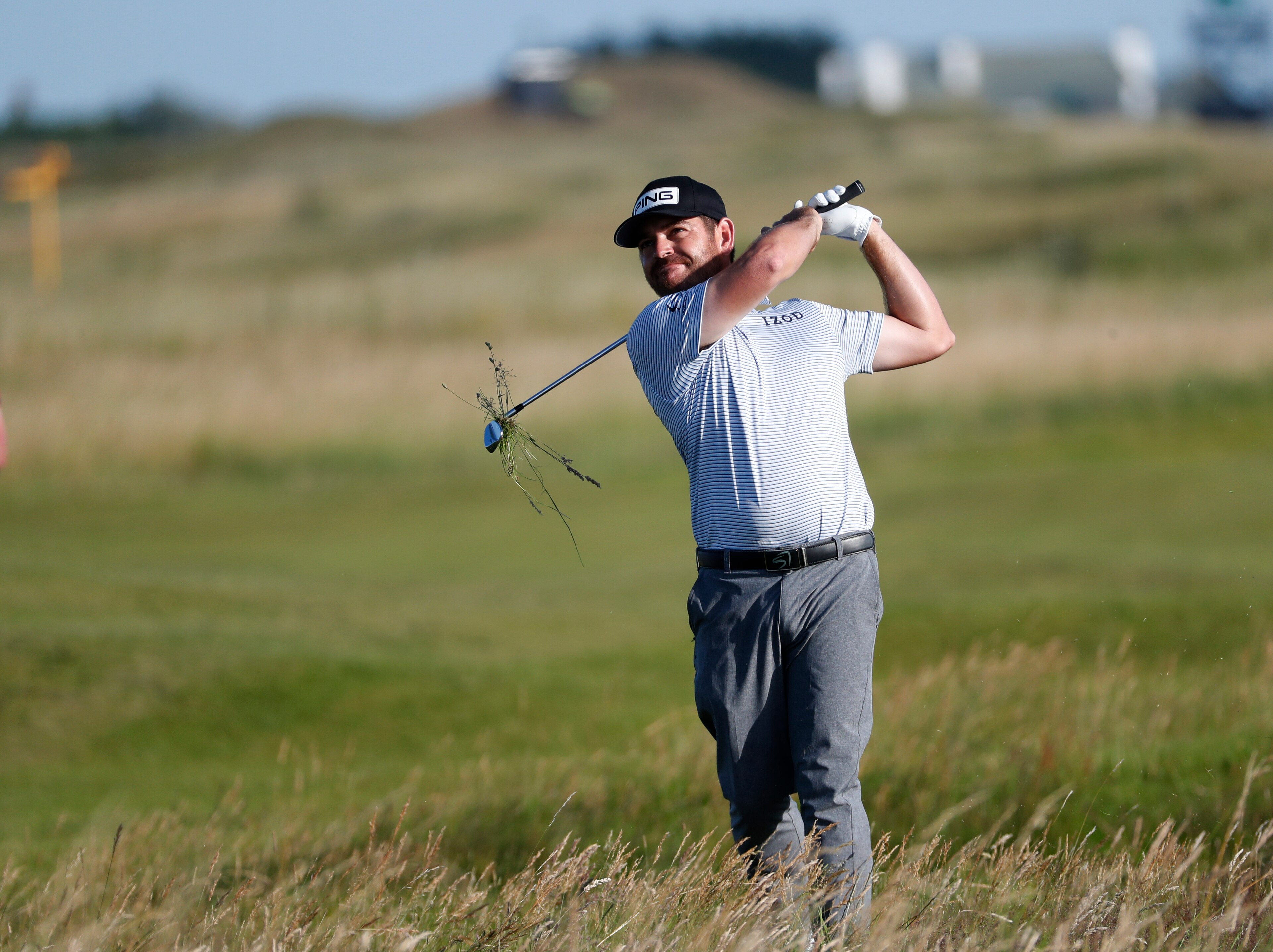 South Africa's Louis Oosthuizen plays out of the rough on the 13th hole during the third round of the British Open Golf Championship at Royal St George's golf course Sandwich, England, Saturday, July 17, 2021. (AP Photo/Peter Morrison) South Africa's Louis Oosthuizen plays out of the rough on the 13th hole during the third round of the British Open Golf Championship at Royal St George's golf course Sandwich, England, Saturday, July 17, 2021. (AP Photo/Peter Morrison)