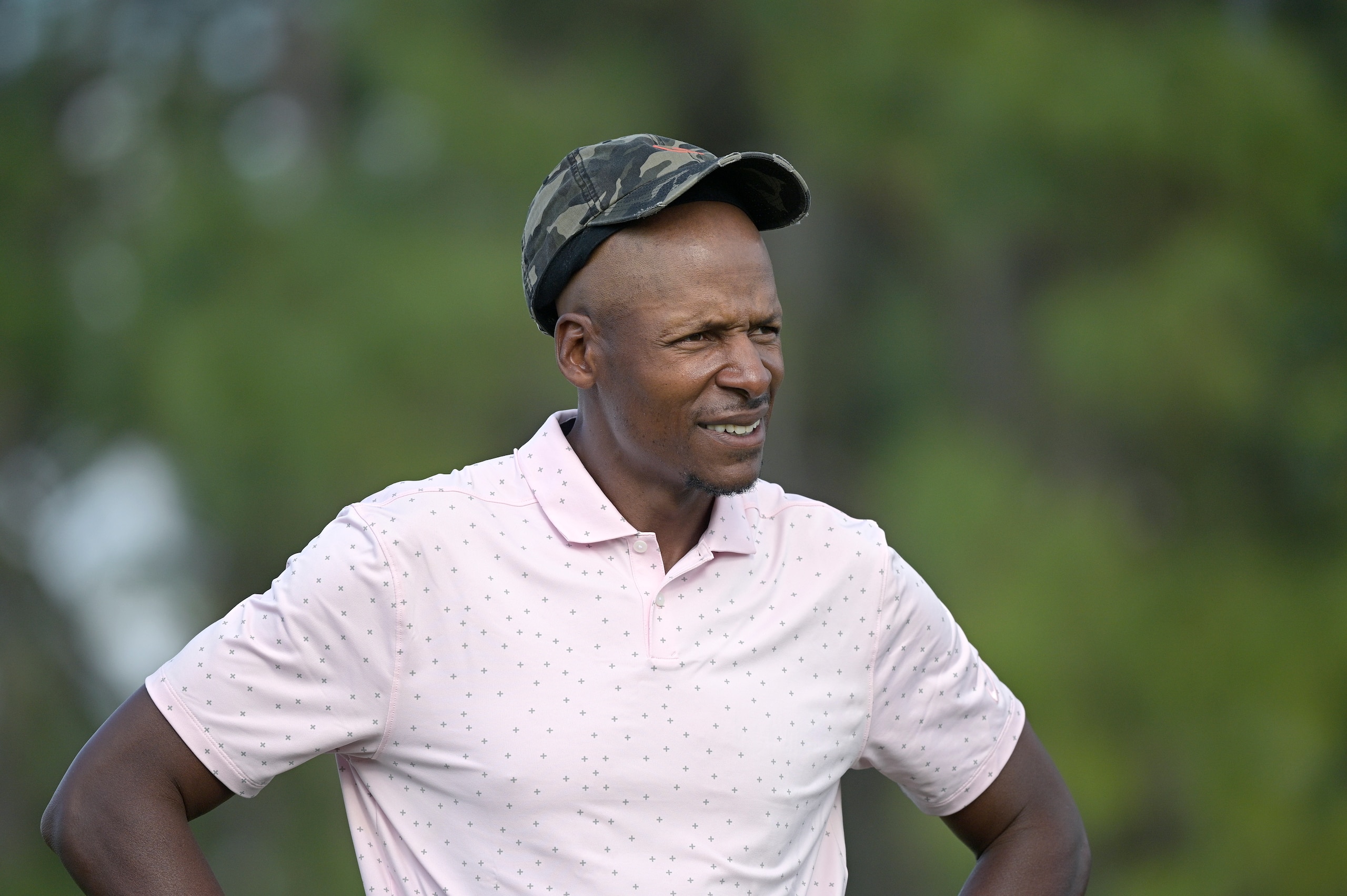 Former NBA basketball player Ray Allen waits to hit his tee shot on the 17th hole during the final round of the Tournament of Champions LPGA golf tournament, Sunday, Jan. 24, 2021, in Lake Buena Vista, Fla. (AP Photo/Phelan M. Ebenhack)