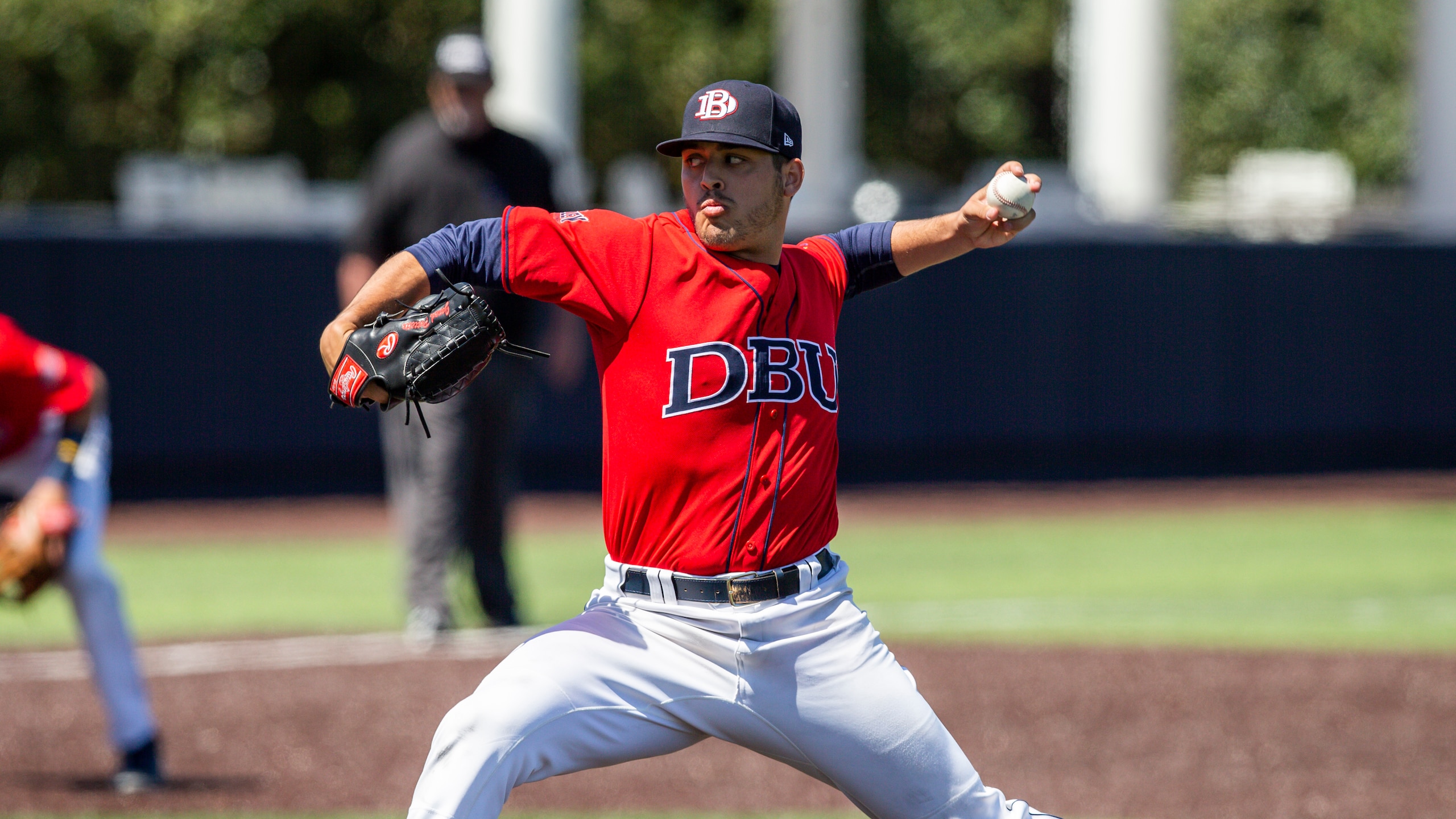 Dallas Baptist pitcher Jared Pettitte (30) throws during an NCAA baseball game against UT Rio Grande Valley on Sunday, March 28, 2021, in Dallas. UT Rio Grande Valley won 5-4. (AP Photo/Brandon Wade)