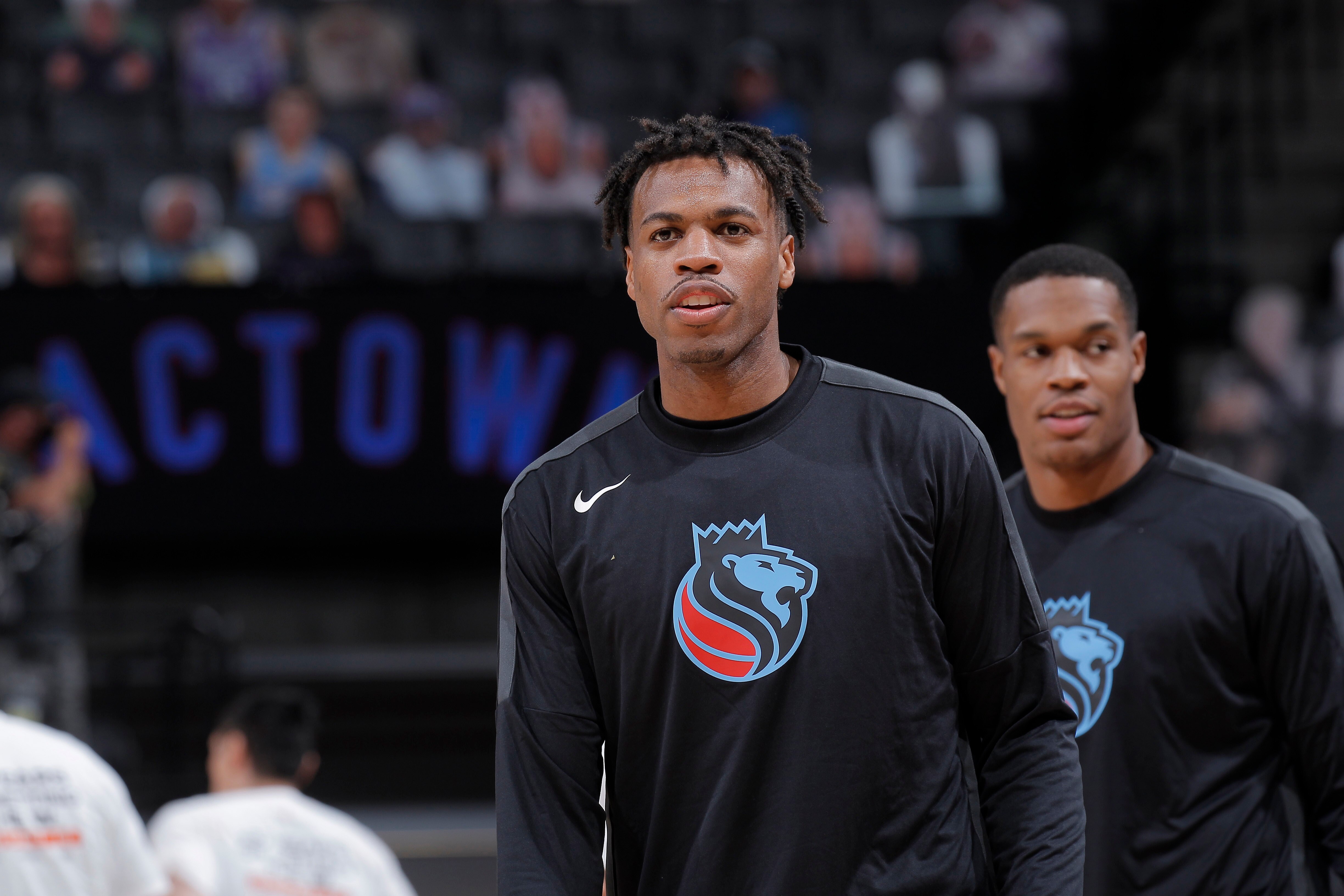 SACRAMENTO, CA - MAY 16: Buddy Hield #24 of the Sacramento Kings warms up against the Utah Jazz on May 16, 2021 at Golden 1 Center in Sacramento, California. NOTE TO USER: User expressly acknowledges and agrees that, by downloading and or using this photograph, User is consenting to the terms and conditions of the Getty Images Agreement. Mandatory Copyright Notice: Copyright 2021 NBAE (Photo by Rocky Widner/NBAE via Getty Images)