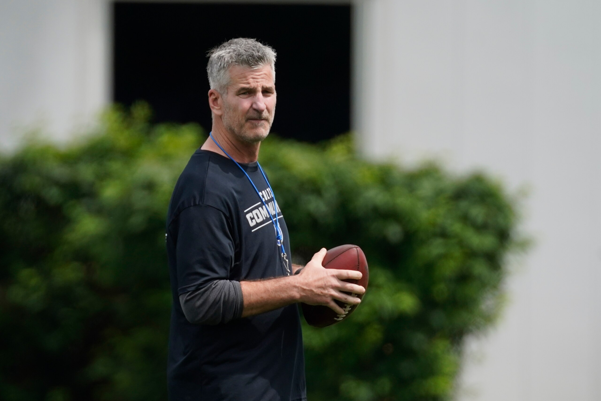 Indianapolis Colts head coach Frank Reich watches the team during NFL football practice, Thursday, May 27, 2021, in Indianapolis. (AP Photo/Darron Cummings)