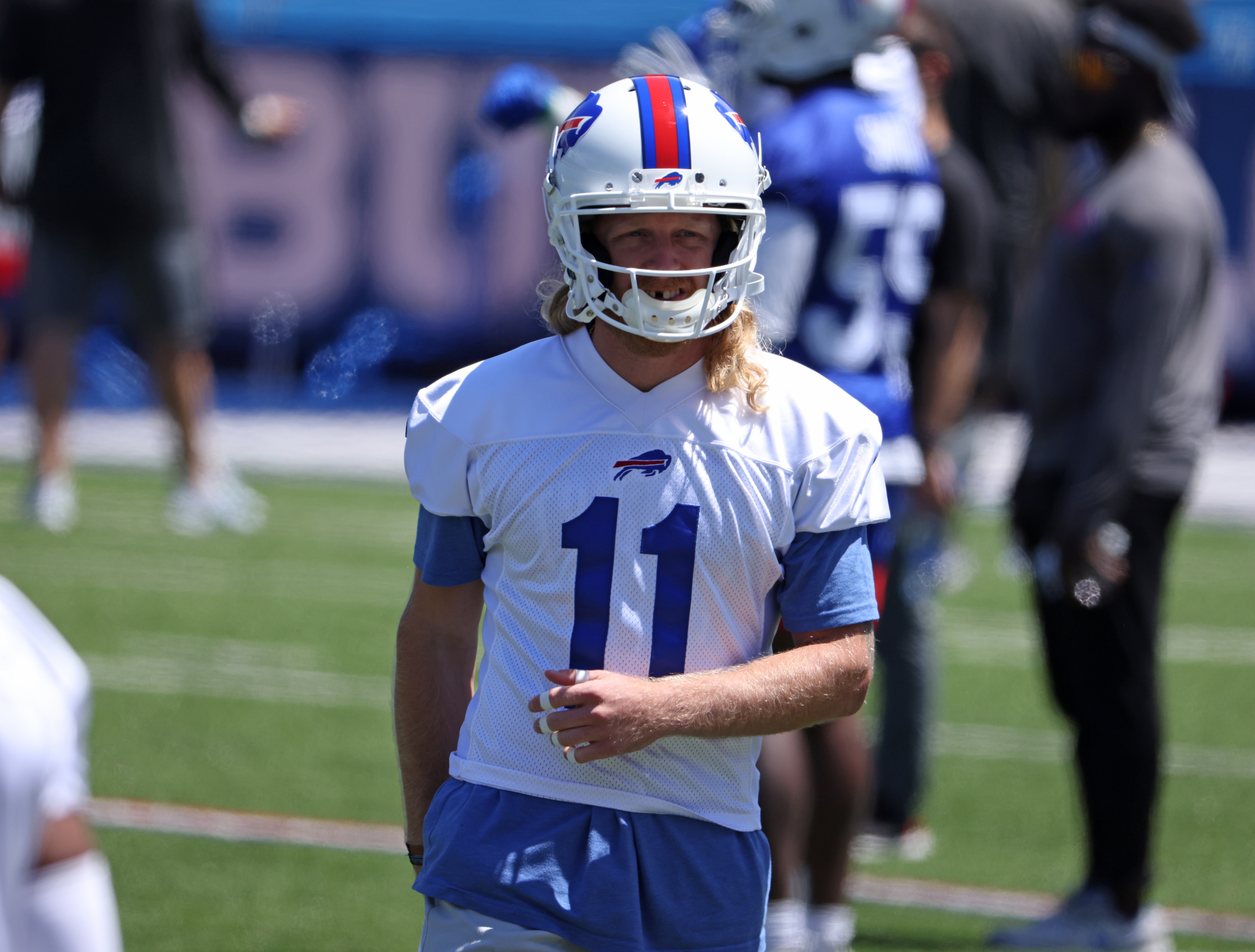 ORCHARD PARK, NY - JUNE 16: Cole Beasley #11 of the Buffalo Bills during mandatory minicamp on June 16, 2021 in Orchard Park, New York. (Photo by Timothy T Ludwig/Getty Images)
