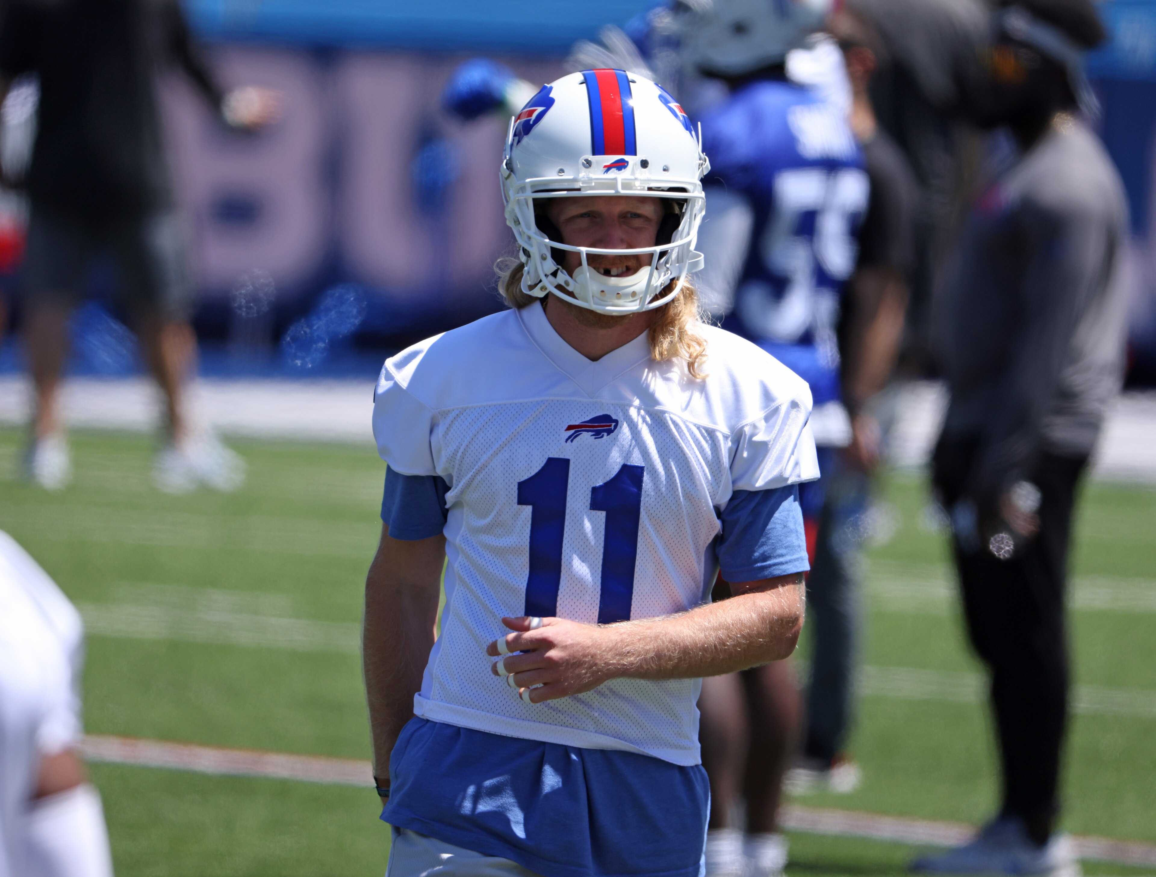 ORCHARD PARK, NY - JUNE 16: Cole Beasley #11 of the Buffalo Bills during mandatory minicamp on June 16, 2021 in Orchard Park, New York. (Photo by Timothy T Ludwig/Getty Images) ORCHARD PARK, NY - JUNE 16: Cole Beasley #11 of the Buffalo Bills during mandatory minicamp on June 16, 2021 in Orchard Park, New York. (Photo by Timothy T Ludwig/Getty Images)