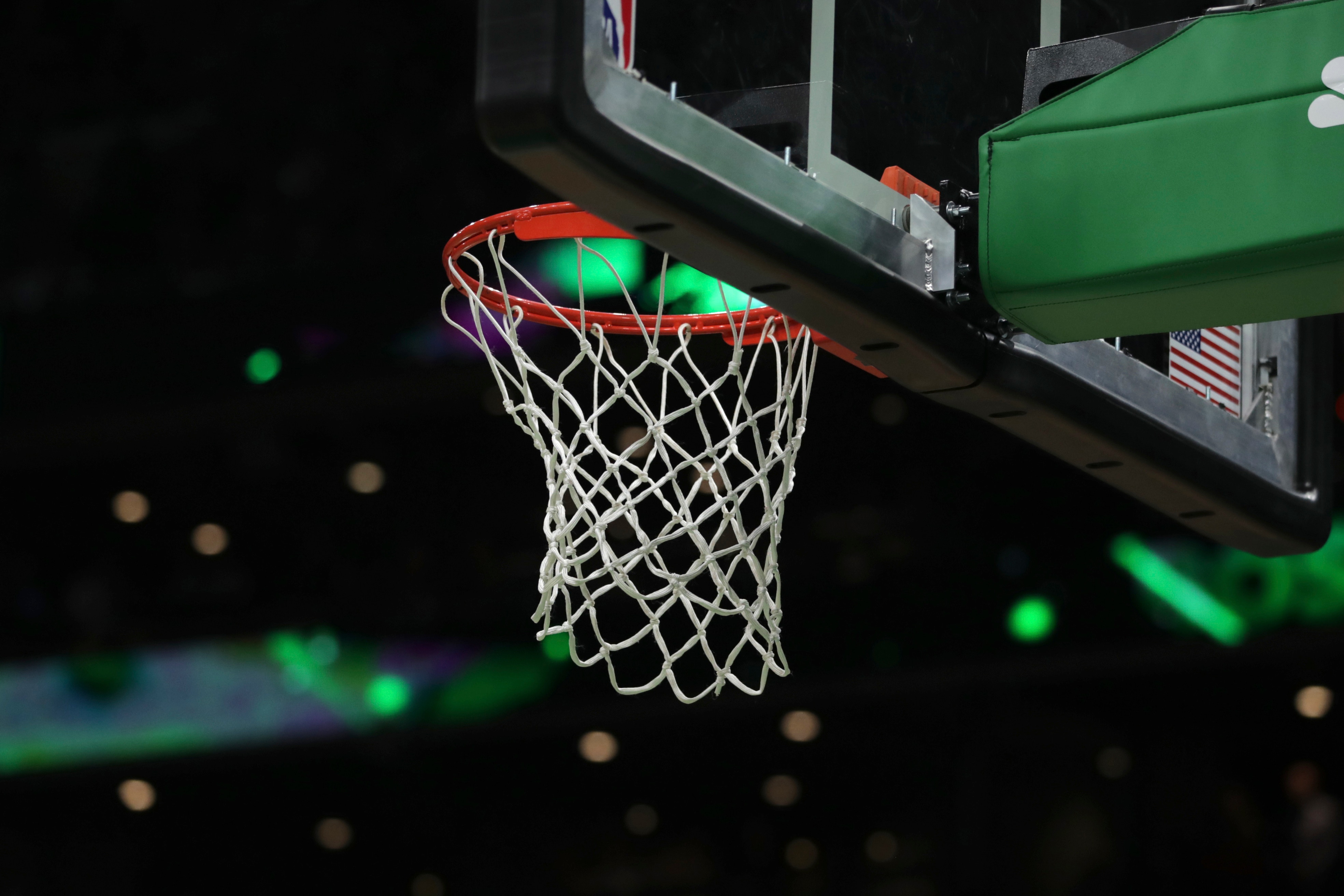 The basketball rim during the first half of an NBA basketball game in Boston, Monday, Jan. 13, 2020. (AP Photo/Charles Krupa)