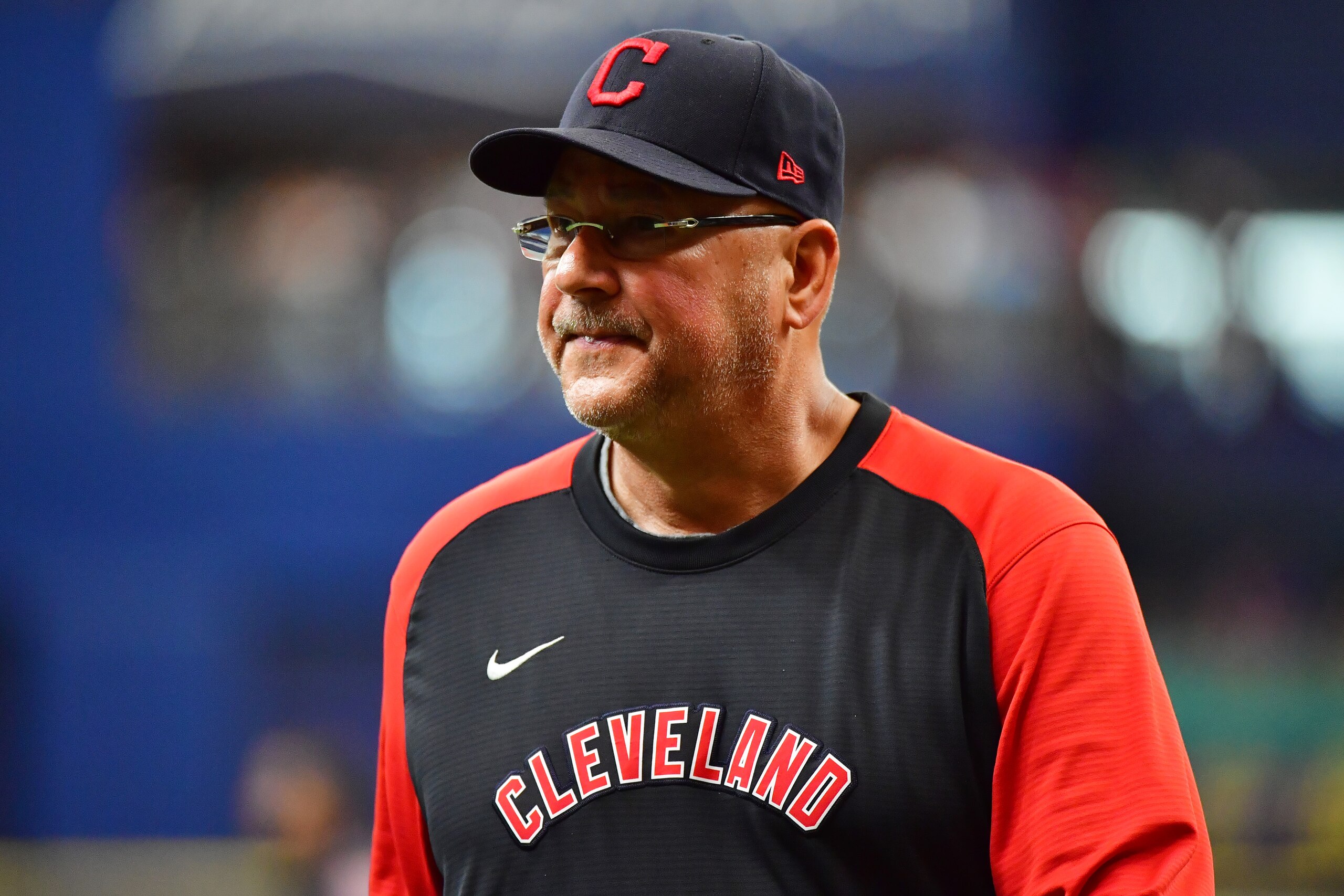 ST PETERSBURG, FLORIDA - JULY 07: Manager Terry Francona of the Cleveland Indians looks on during game one of a doubleheader against the Tampa Bay Rays at Tropicana Field on July 07, 2021 in St Petersburg, Florida. (Photo by Julio Aguilar/Getty Images)